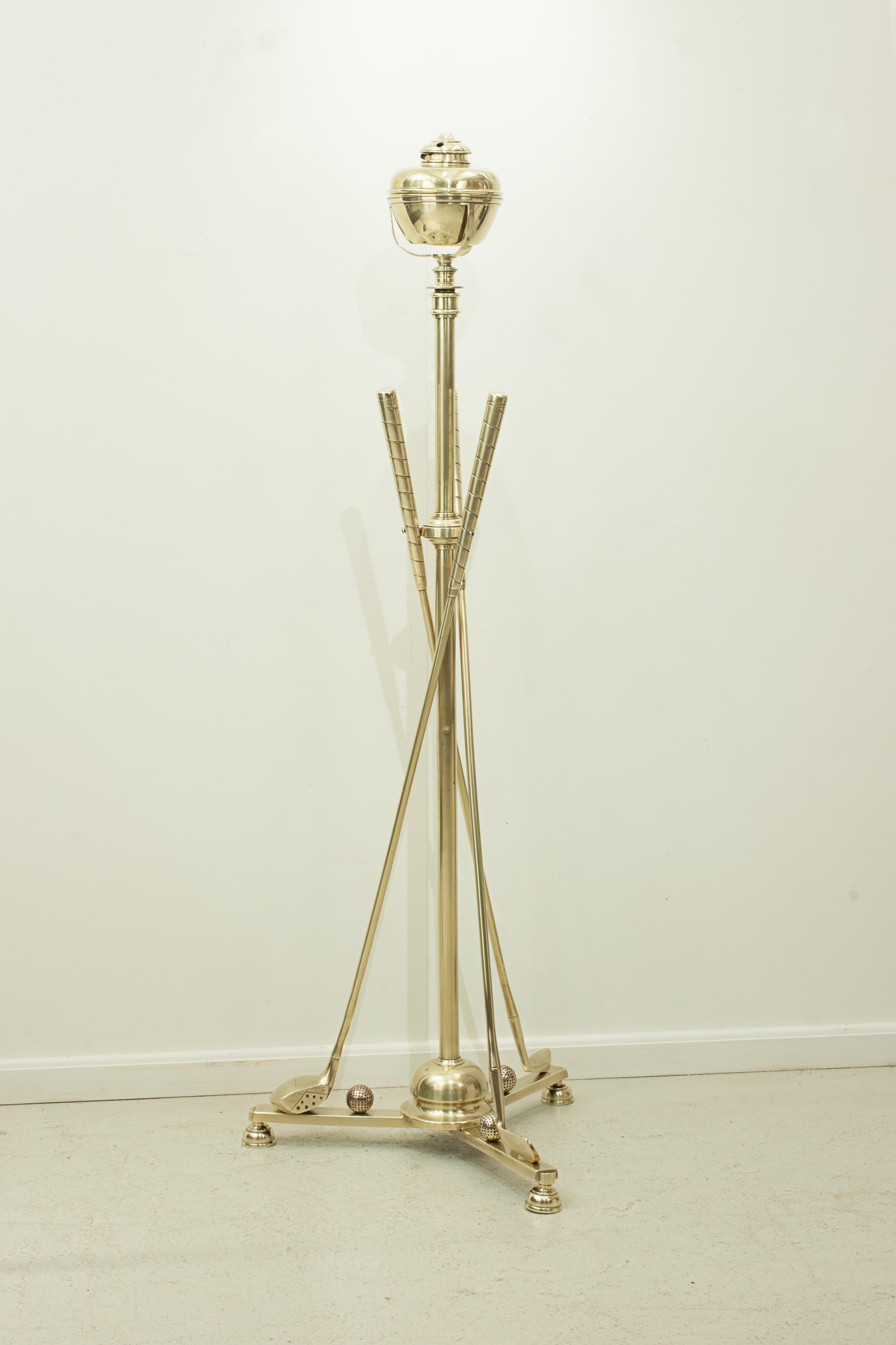 Antique Brass Golf Floor Standard Lamp For Sale 12