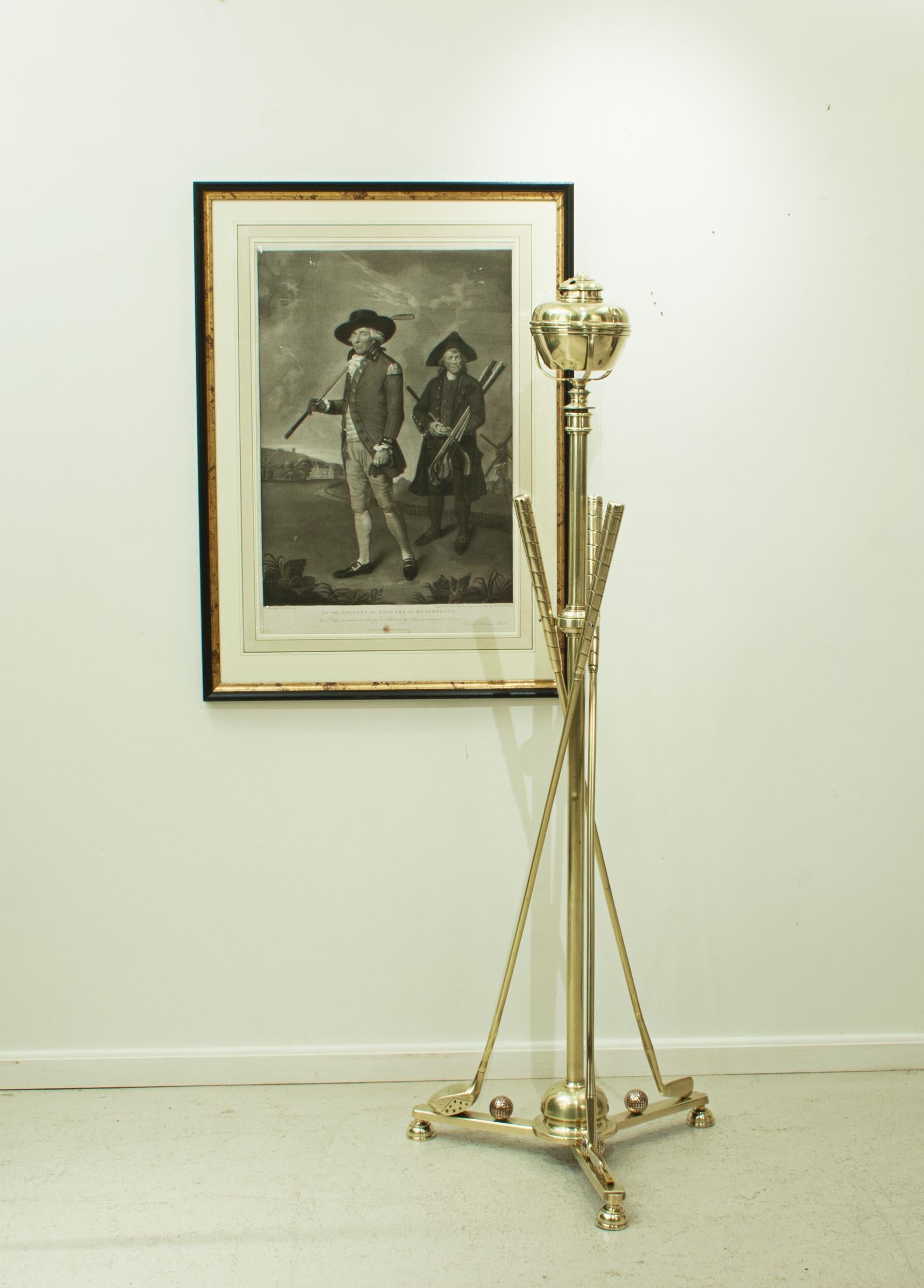 Antique Brass Golf Floor Standard Lamp For Sale 13