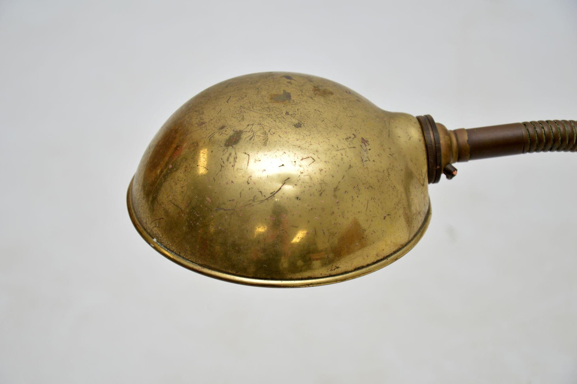 Laiton Lampe de bureau col de cygne en laiton antique en vente