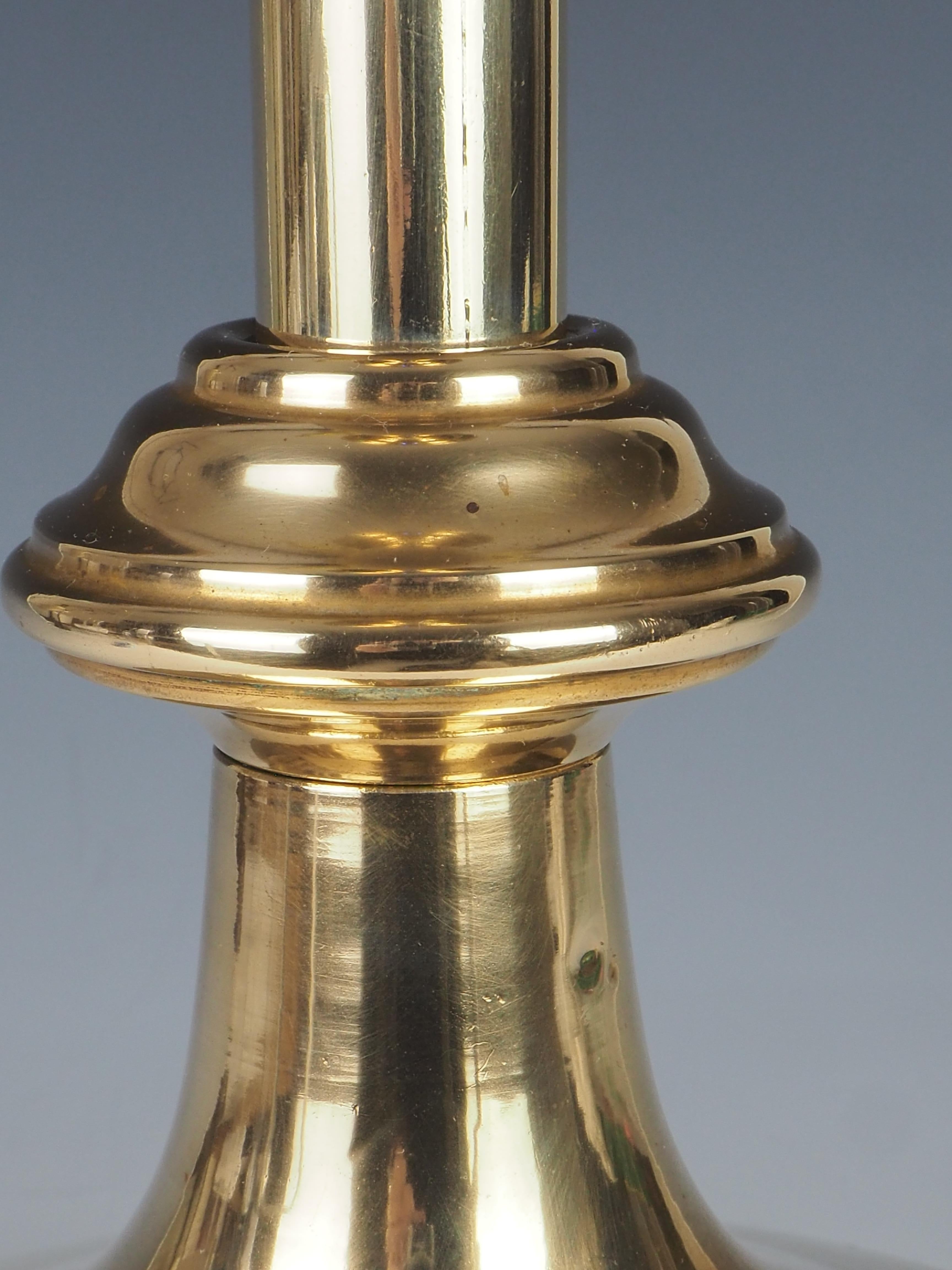 Antique Brass Gothic Revival Church Candle Holder with Cabochon For Sale 9