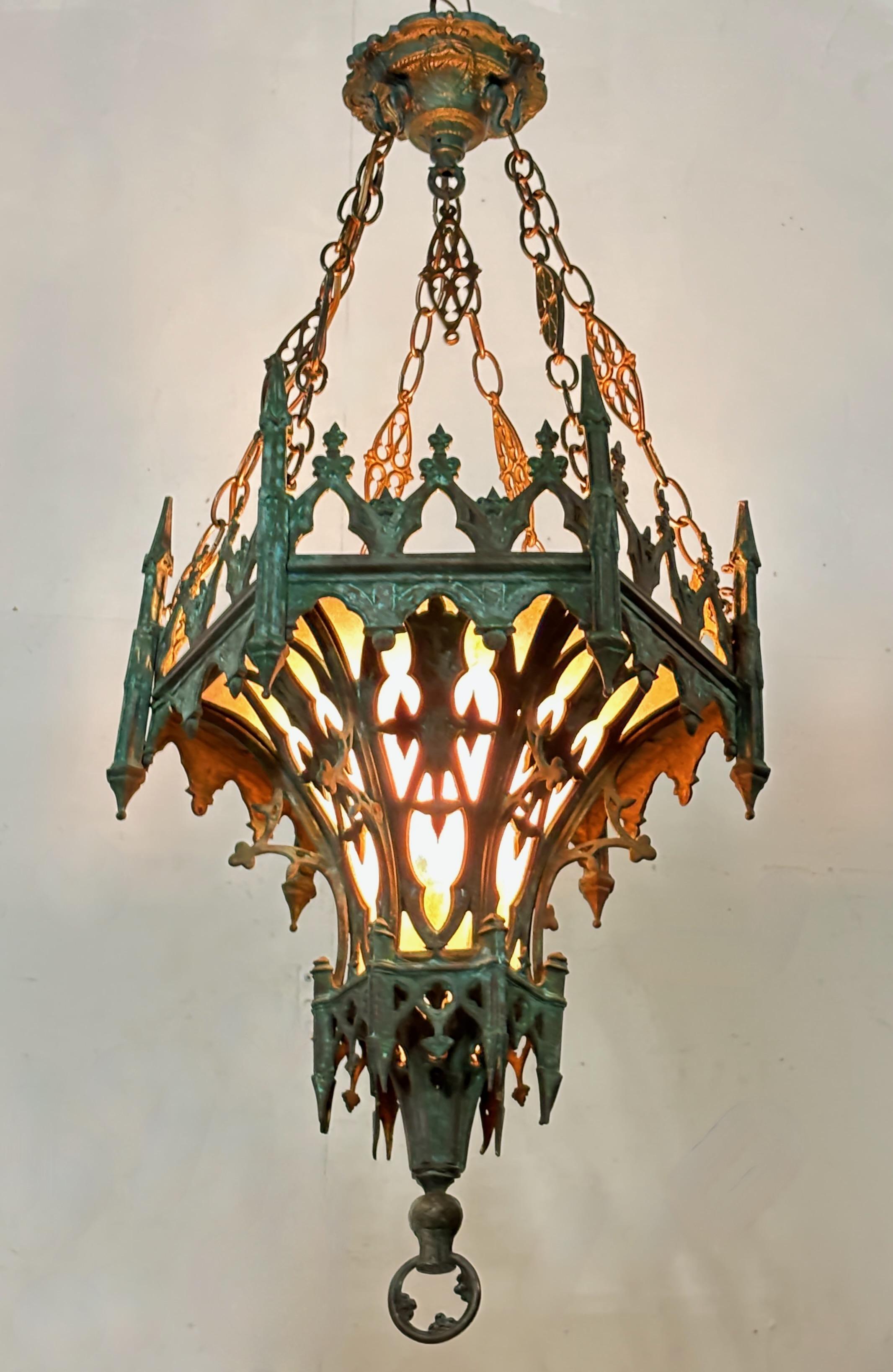 Gothic Revival Antique Brass Gothic Style Hallway / Entryway Lantern