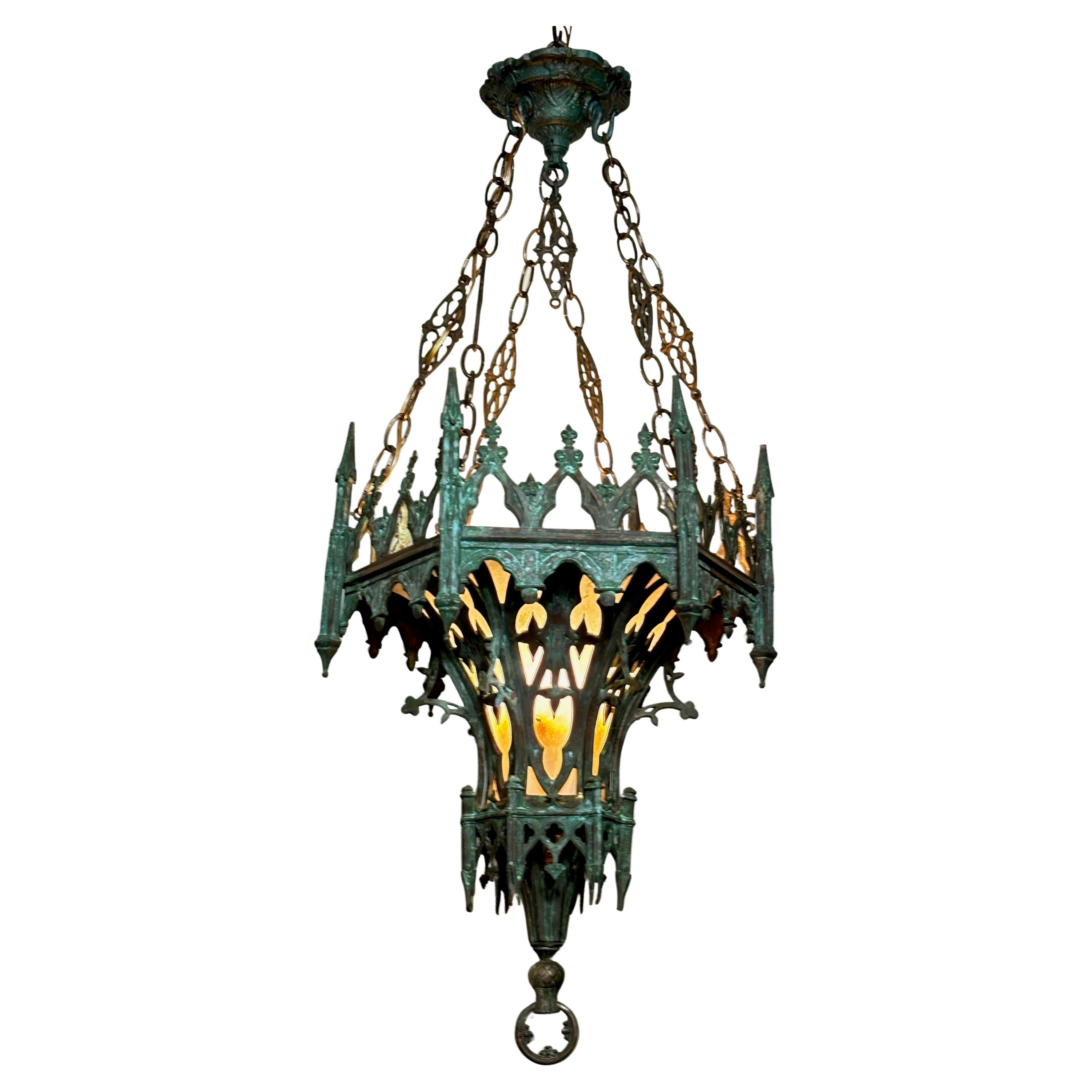 Antique Brass Gothic Style Hallway / Entryway Lantern