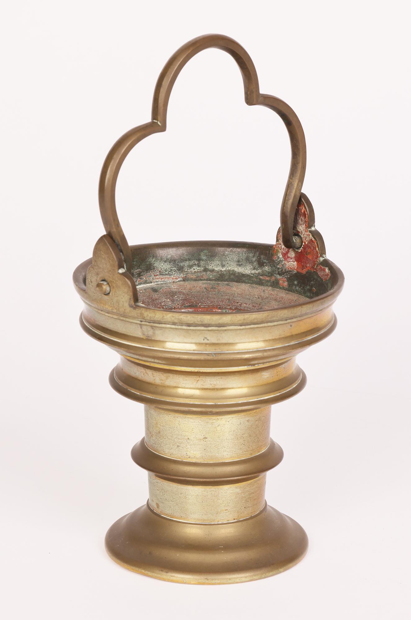 Antique Brass Handled Aspersory Holy Water Container For Sale 5
