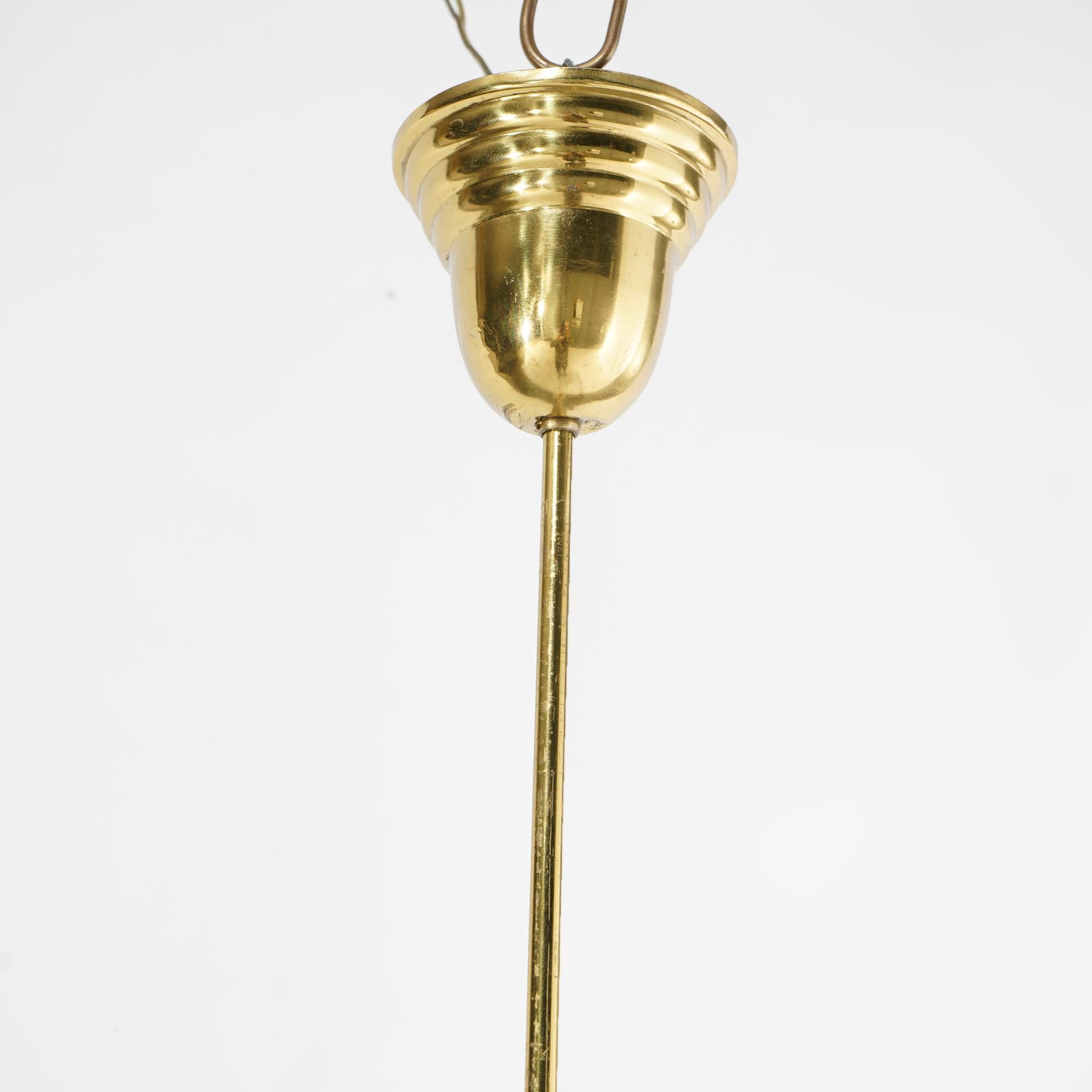 Antique Brass Hanging Hall Light Fixture Circa 1920 For Sale 4