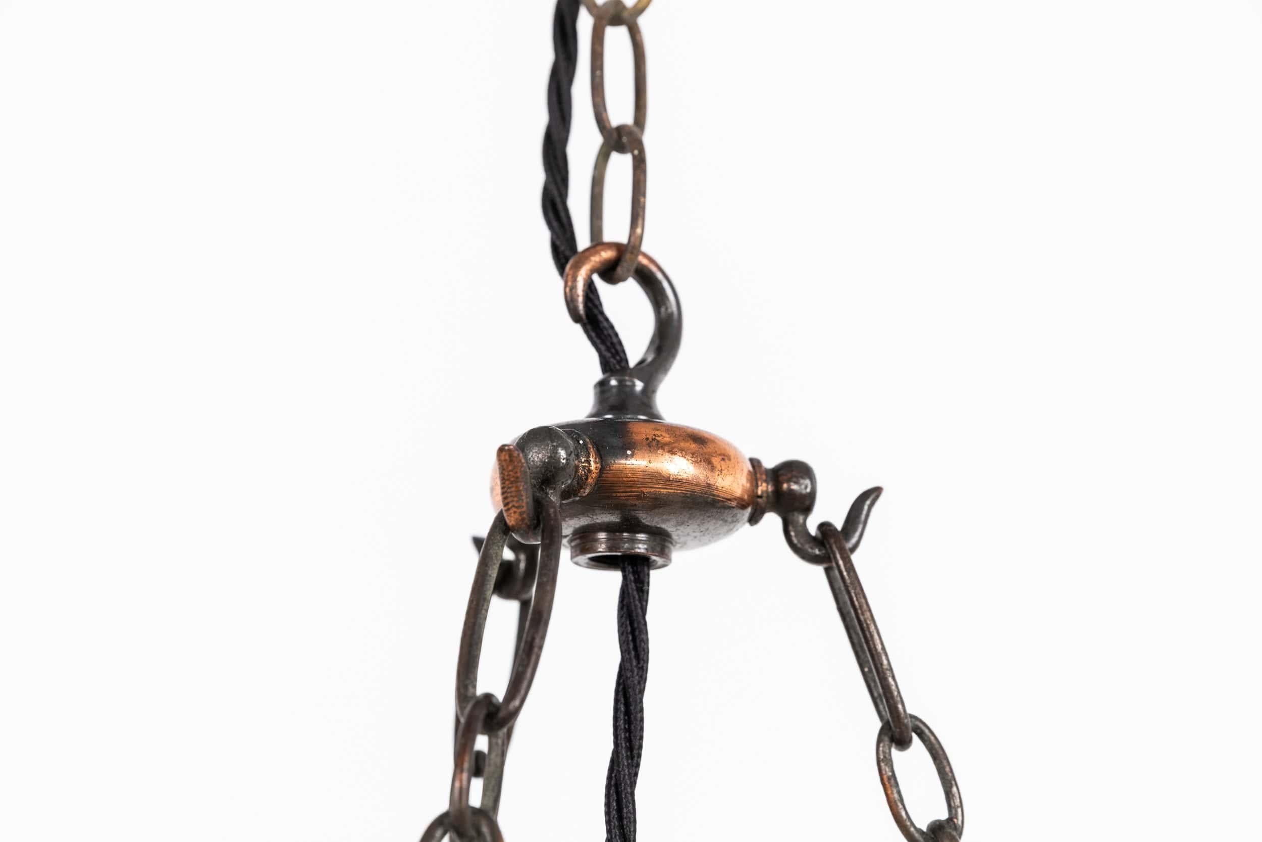 Lámpara Plafonnier de latón antiguo Holophane Blondel Stiletto de cristal prismático, c.1920 Artes y manualidades en venta