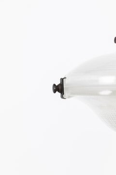 Antique Brass Holophane 'Ripple-Lite' Prismatic Glass Pendant Light Lamp, c.1920