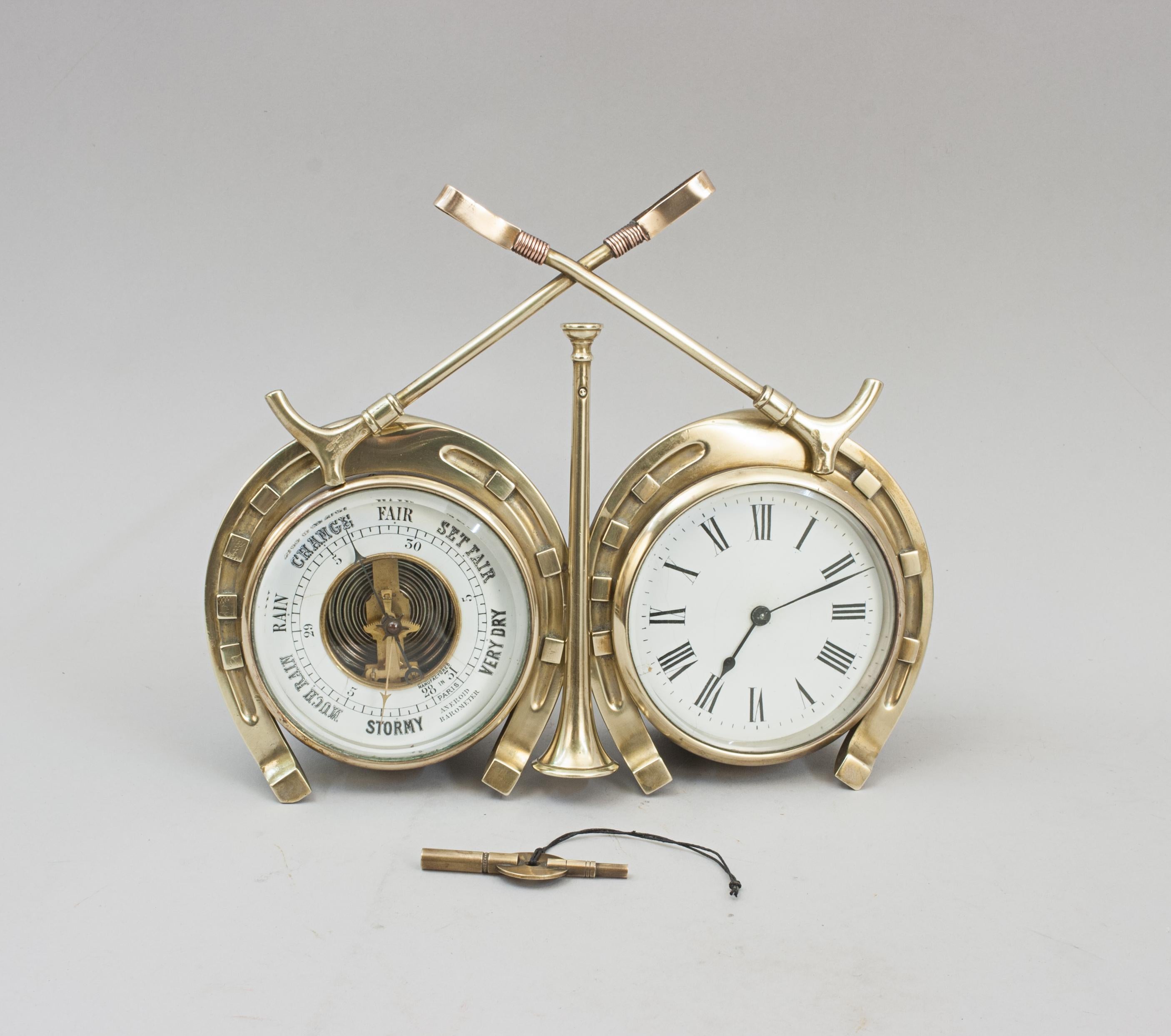 Antique Brass Hunting Clock For Sale 5