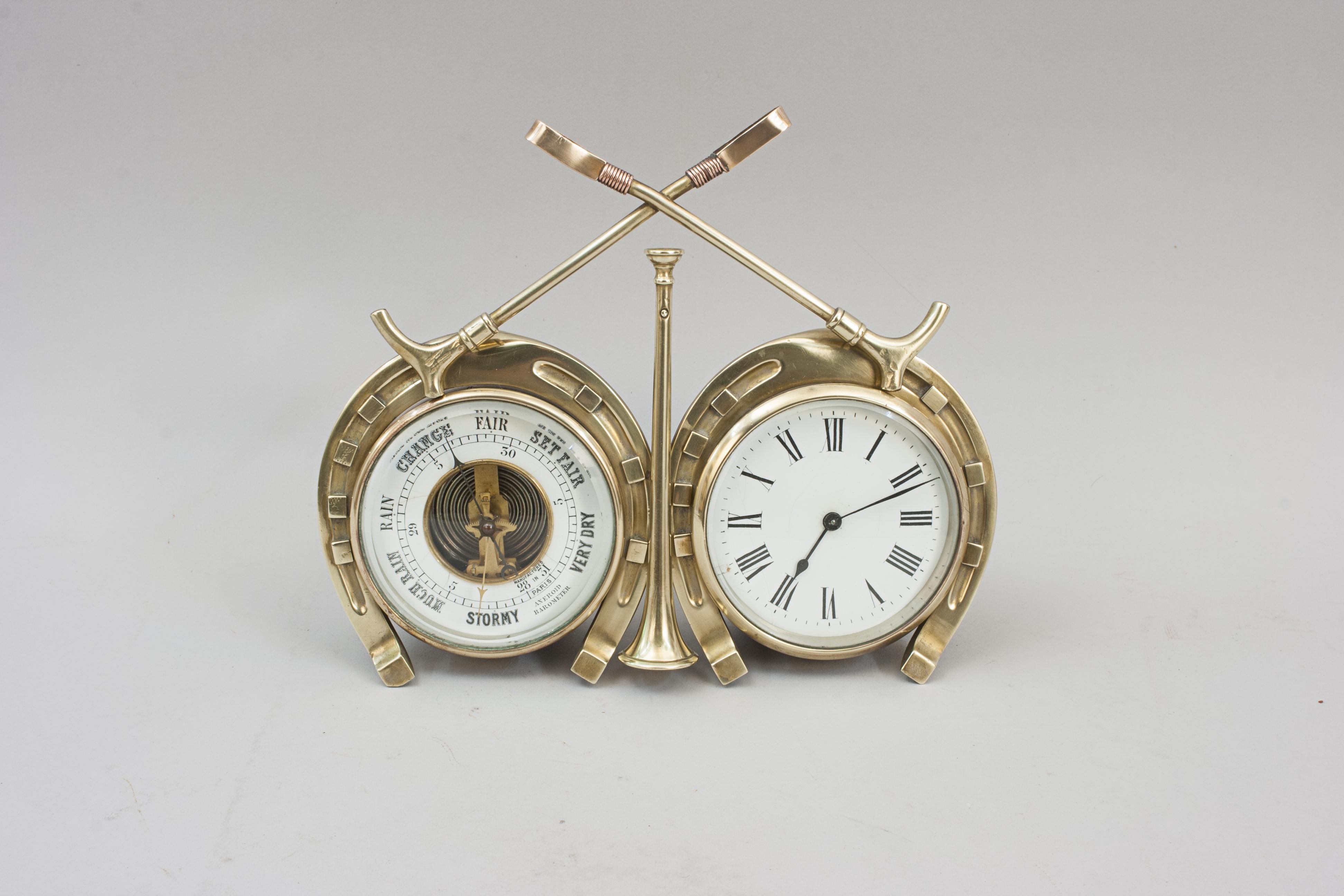 Antique Brass Hunting Clock For Sale 7