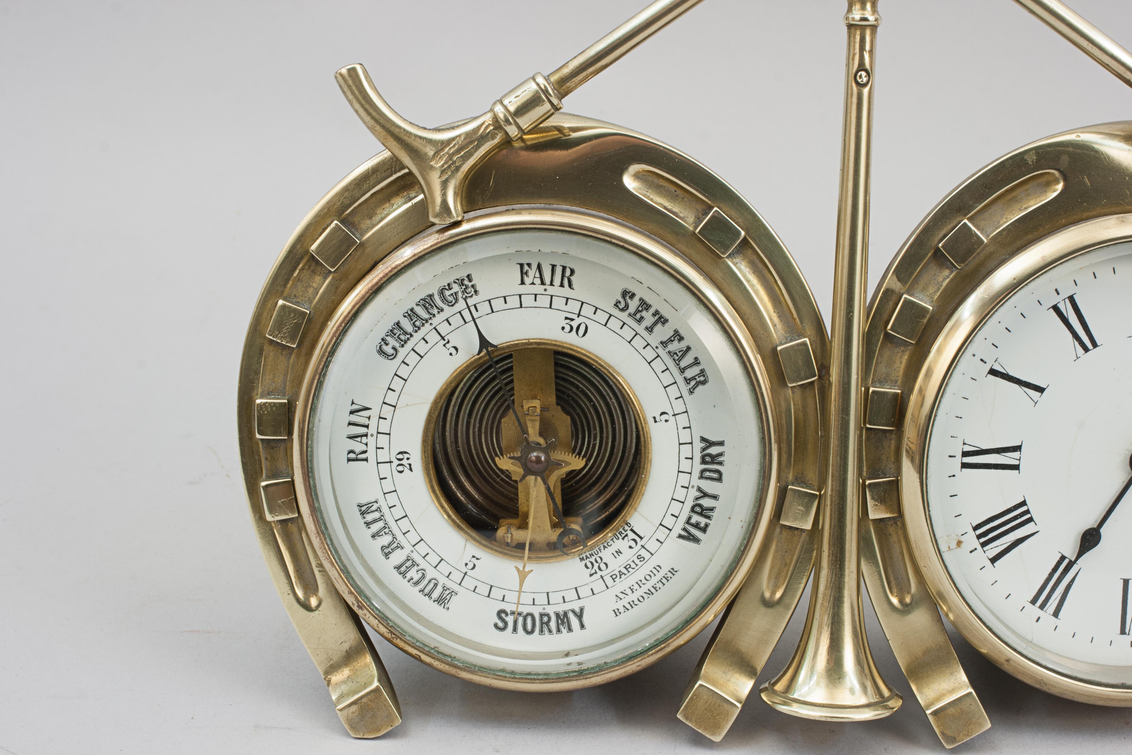 Antique Brass Hunting Clock In Good Condition For Sale In Oxfordshire, GB