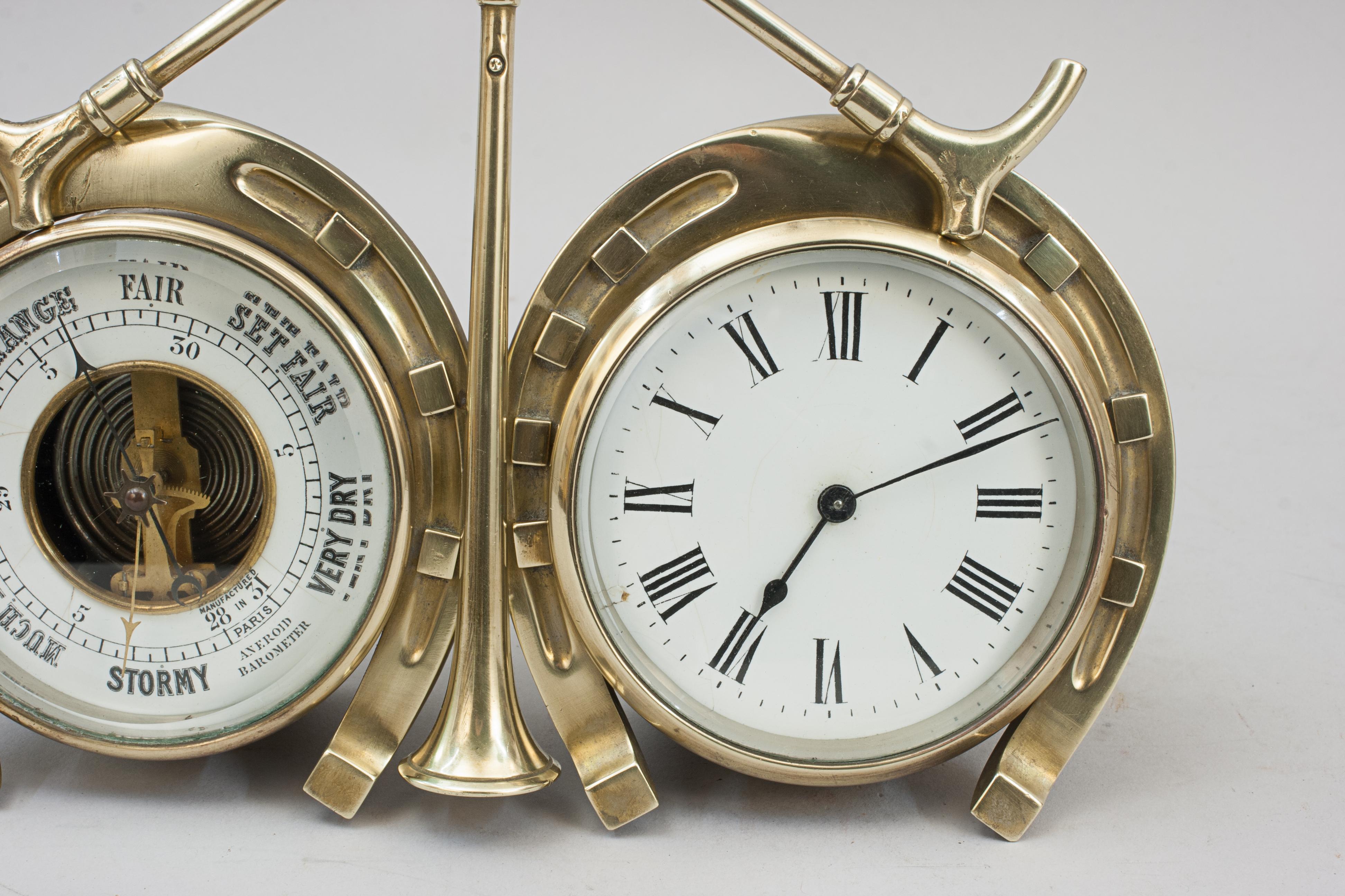 20th Century Antique Brass Hunting Clock For Sale