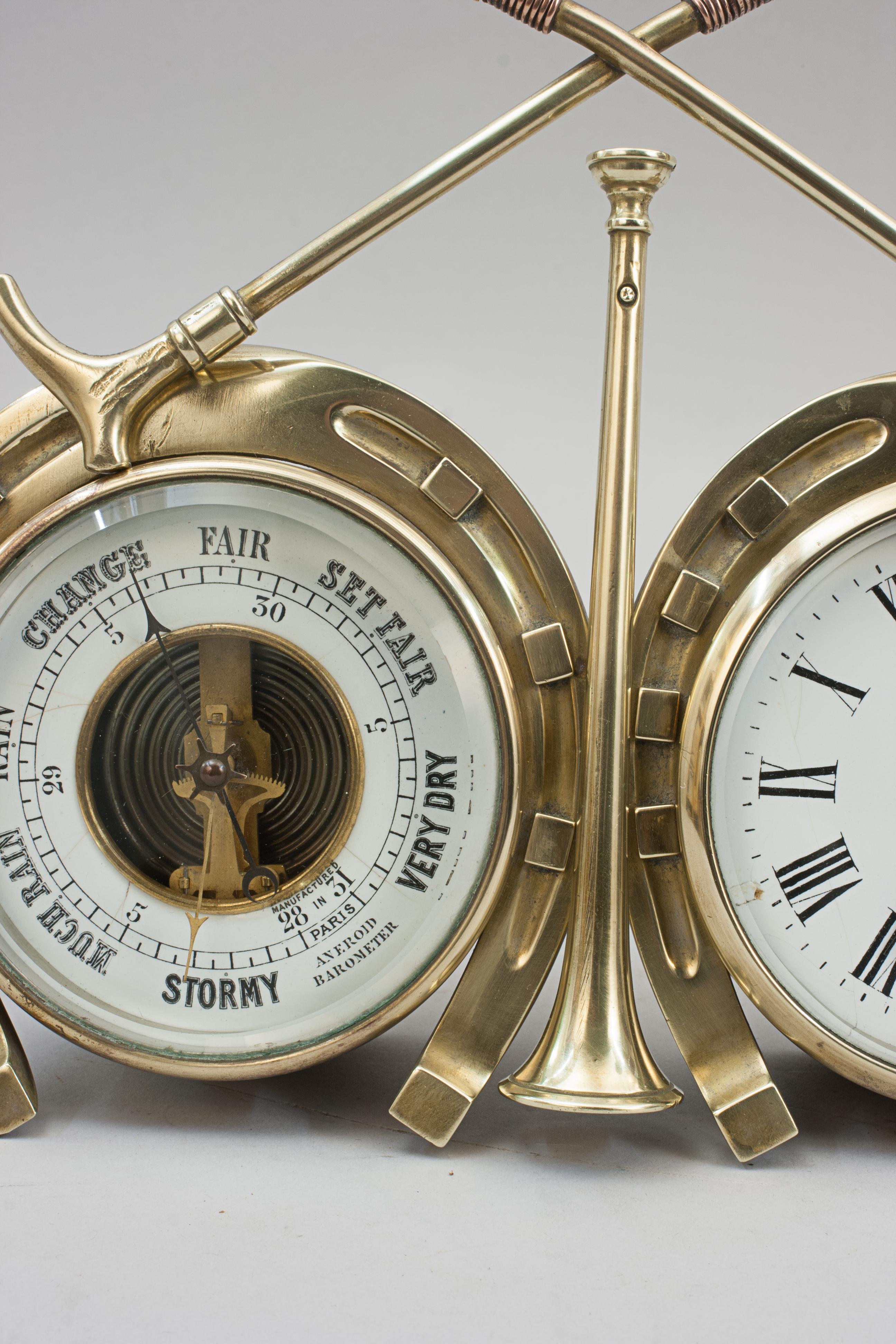 Antique Brass Hunting Clock For Sale 2