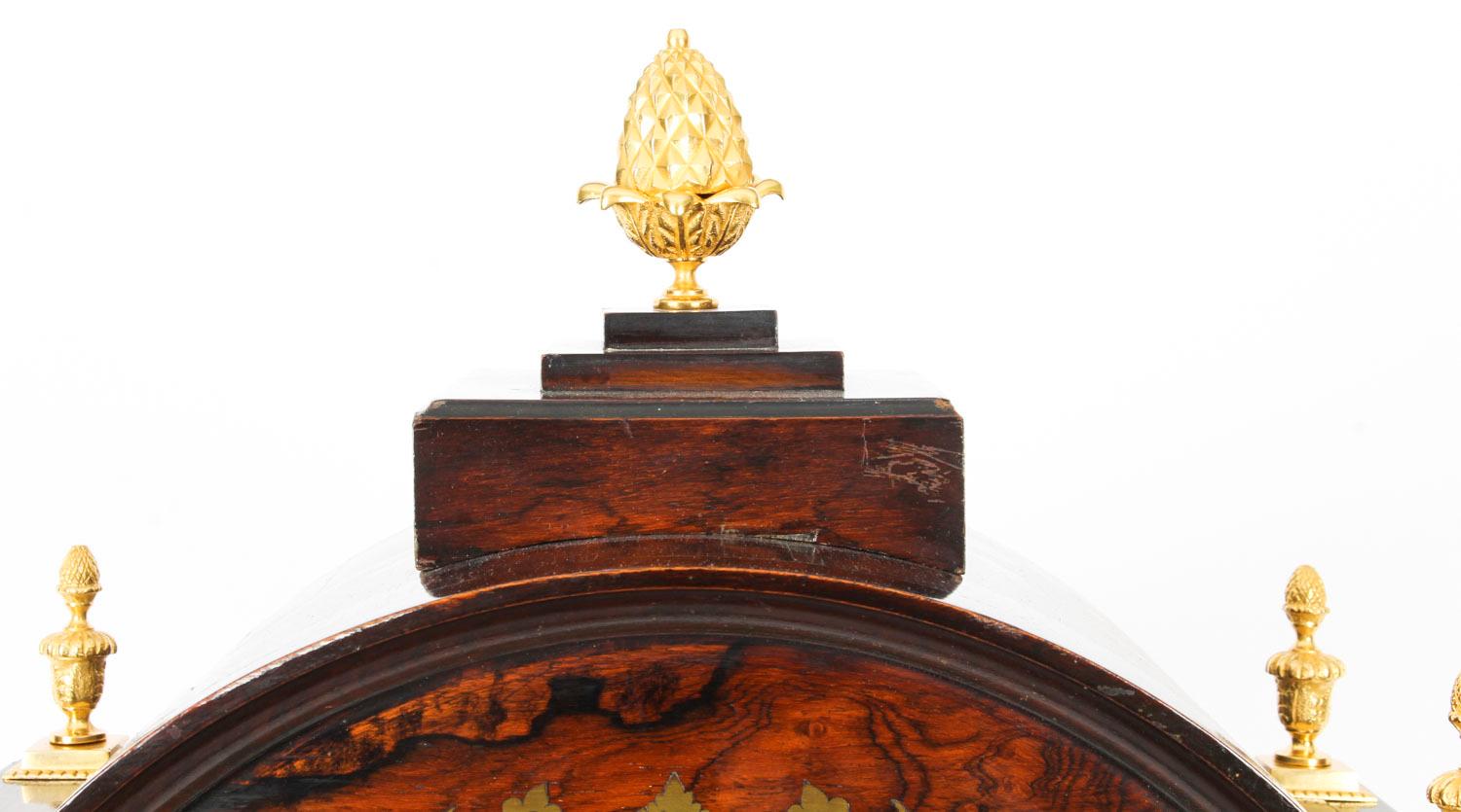 Antique Brass Inlaid Goncalo Alves Musical Boardroom Clock, 19th Century 6