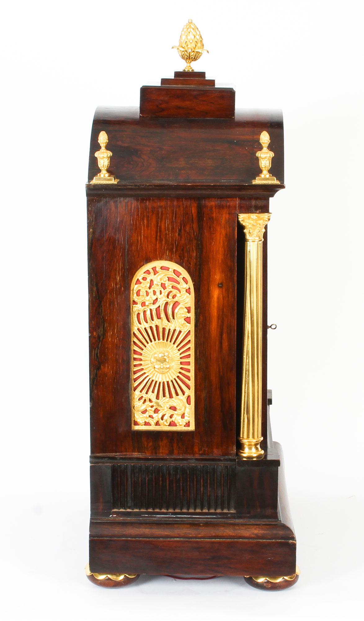 Antique Brass Inlaid Goncalo Alves Musical Boardroom Clock, 19th Century 9