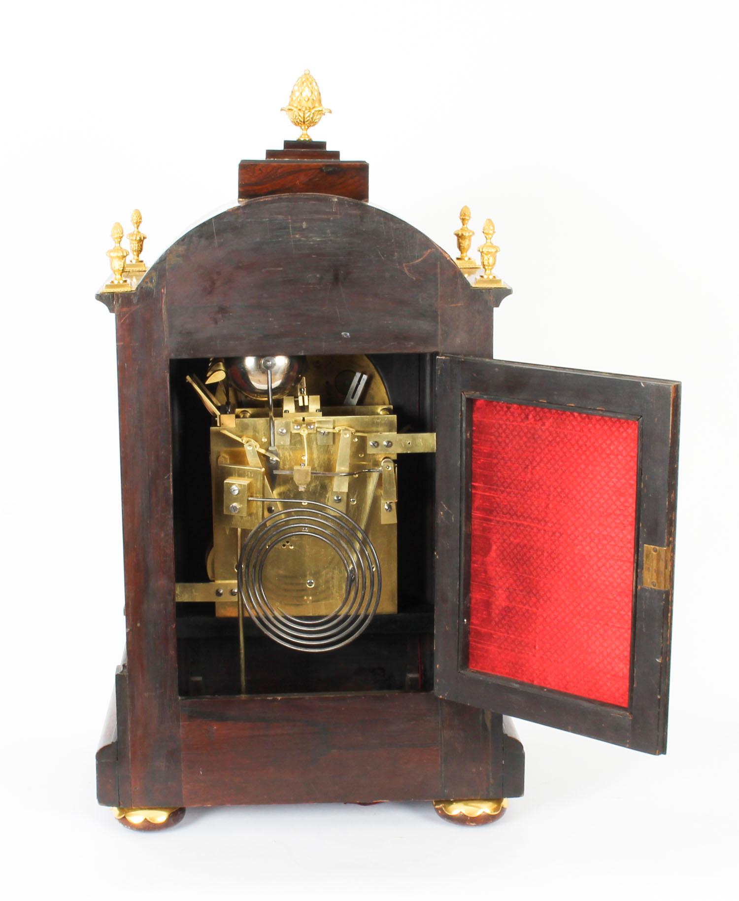 Antique Brass Inlaid Goncalo Alves Musical Boardroom Clock, 19th Century 11