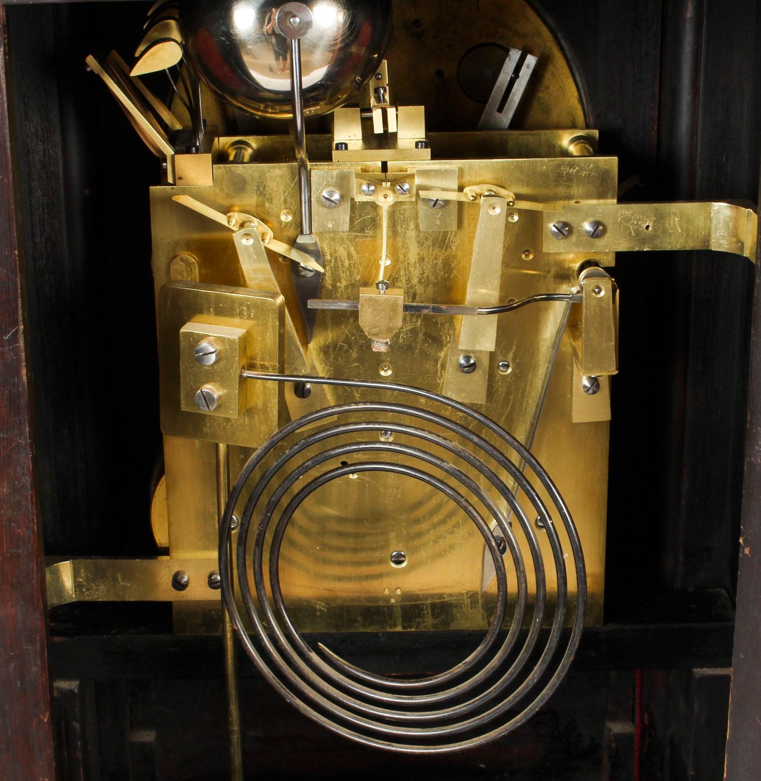 Antique Brass Inlaid Goncalo Alves Musical Boardroom Clock, 19th Century 12