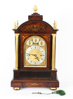 Antique Brass Inlaid Goncalo Alves Musical Boardroom Clock, 19th Century