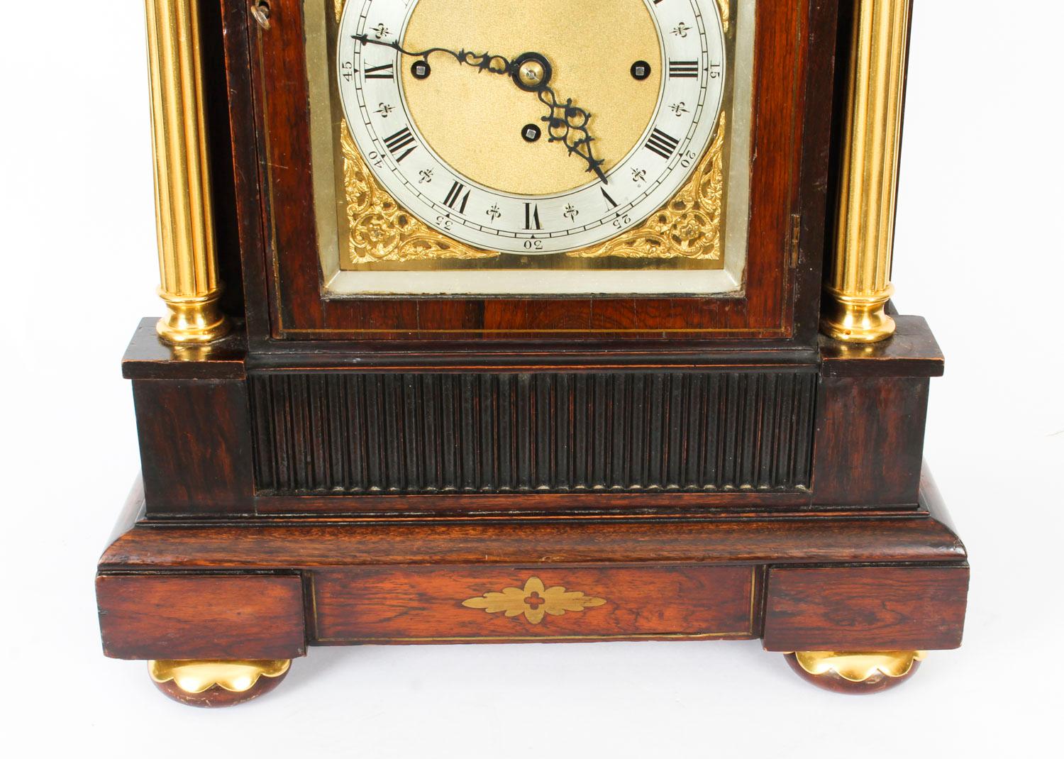 Antique Brass Inlaid Goncalo Alves Musical Boardroom Clock, 19th Century 2