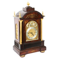 Antique Brass Inlaid Goncalo Alves Musical Boardroom Clock, 19th Century