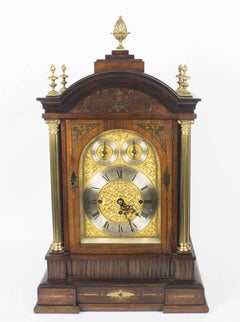 Antique Brass Inlaid Goncalo Alves Musical Boardroom Clock, 19th Century