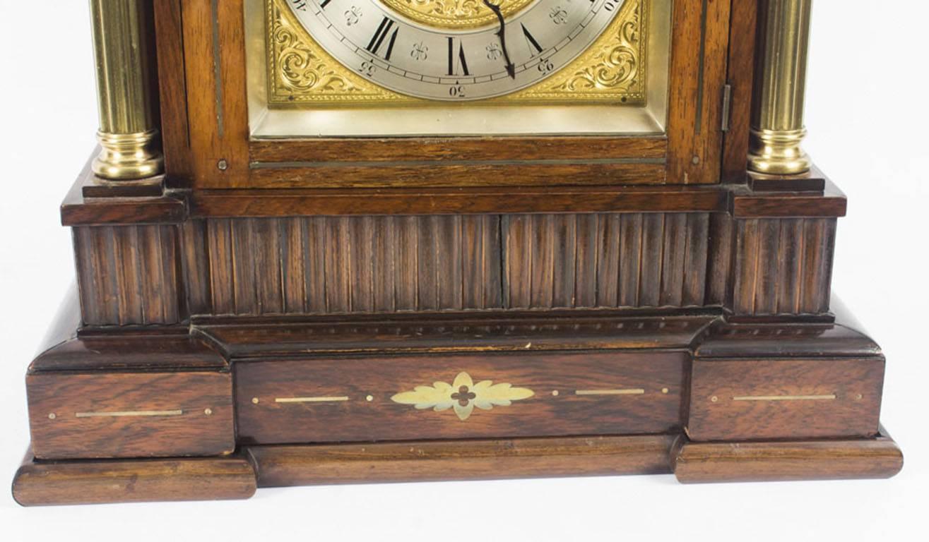 Gilt Antique Brass Inlaid Goncalo Alves Musical Boardroom Clock, 19th Century