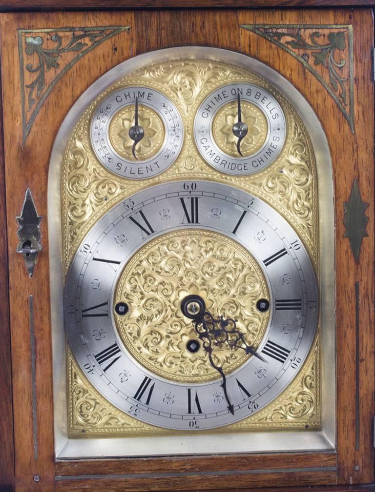 Antique Brass Inlaid Goncalo Alves Musical Boardroom Clock, 19th Century 1