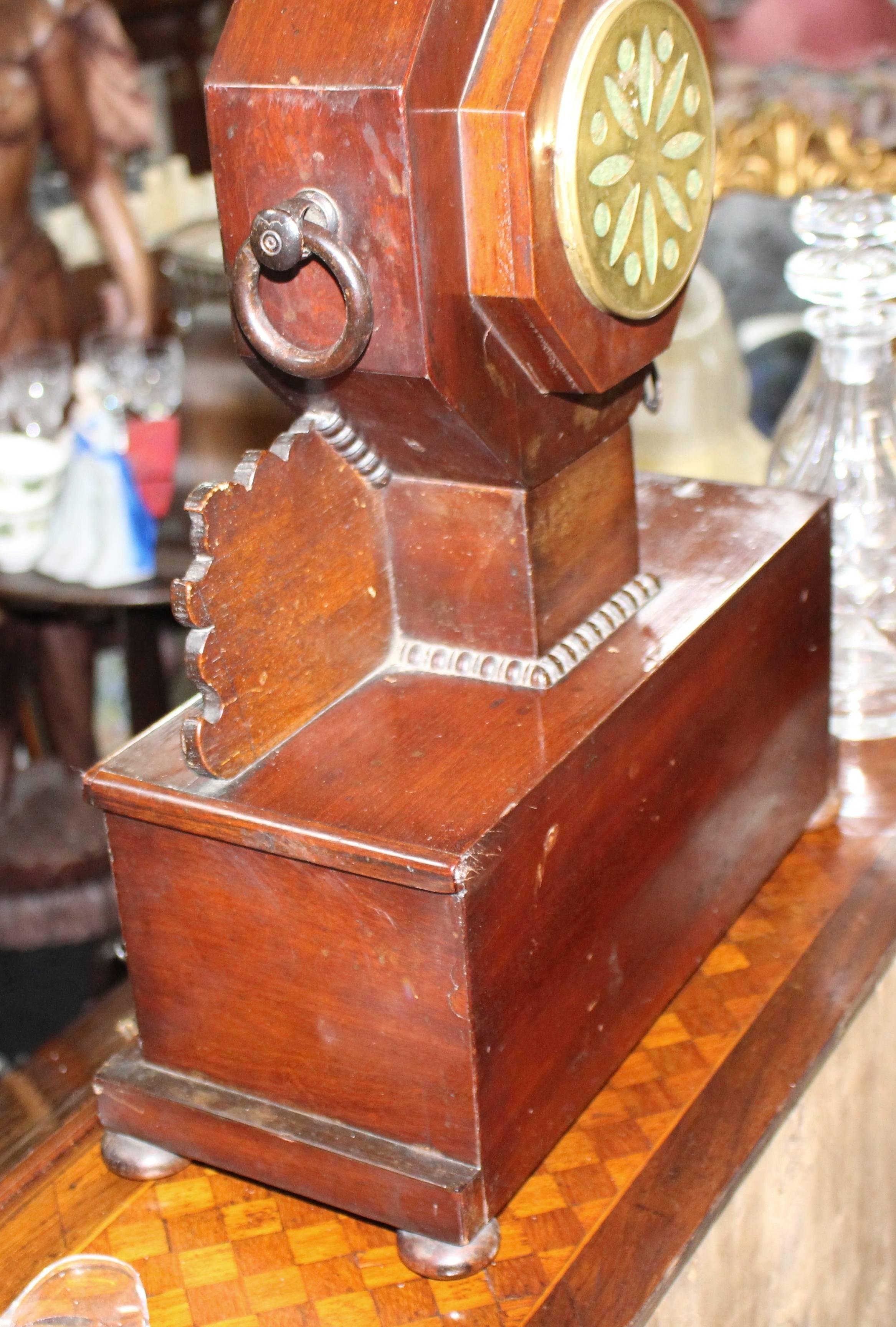 19th Century Antique Brass Inlaid Rosewood Mantle Clock For Sale