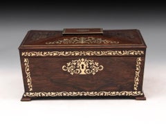Antique Brass inlaid Rosewood Sewing Box