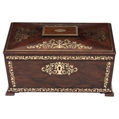 Antique Brass inlaid Rosewood Sewing Box