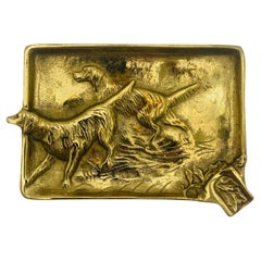 Antico posacenere per cani Setter irlandesi in ottone di Virginia Metalcrafters, anni '20