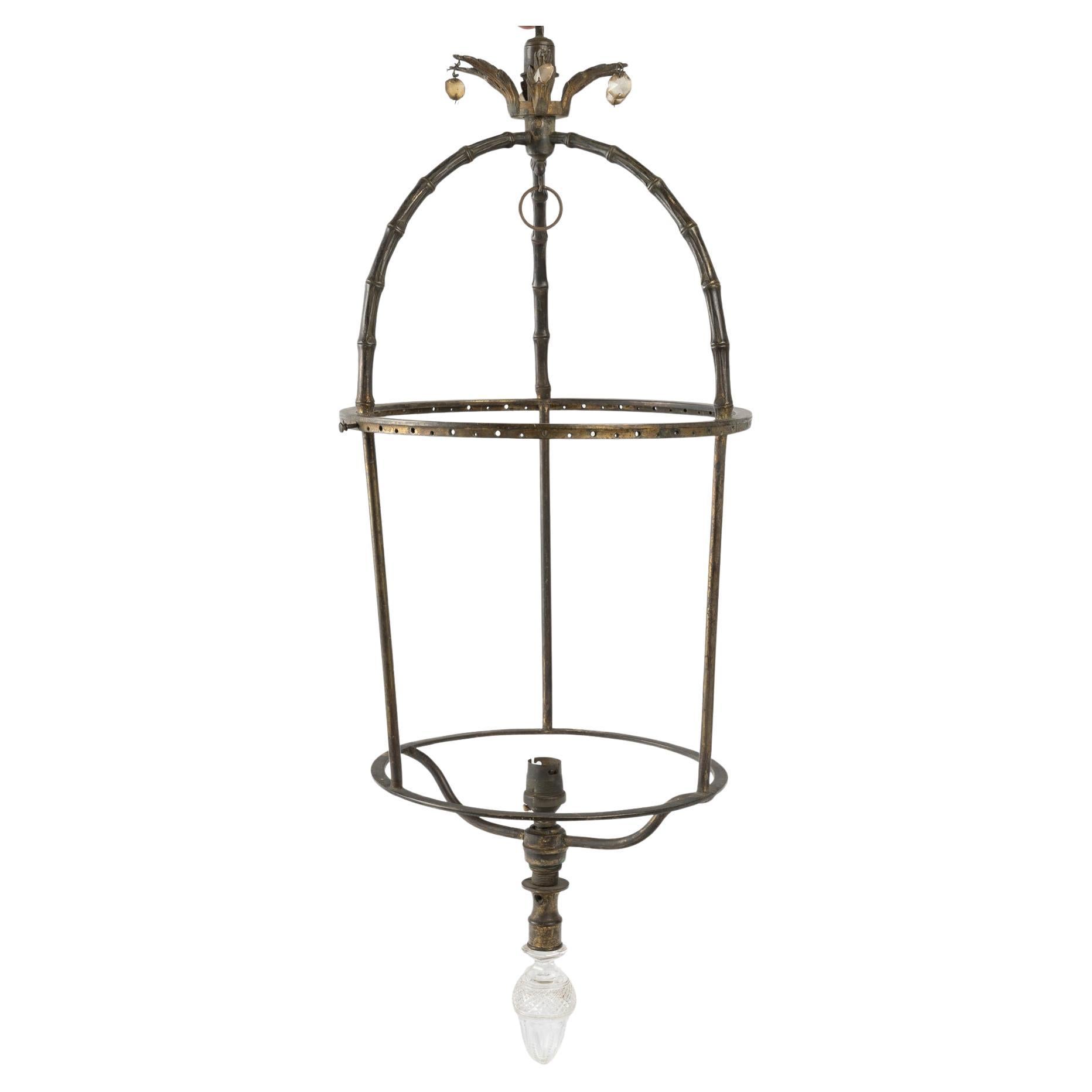 Antique Brass Lantern Frame in the Bagues Style. For Sale