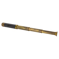 Antique Brass Leather and Glass Spyglass or Telescope, France, circa 1880