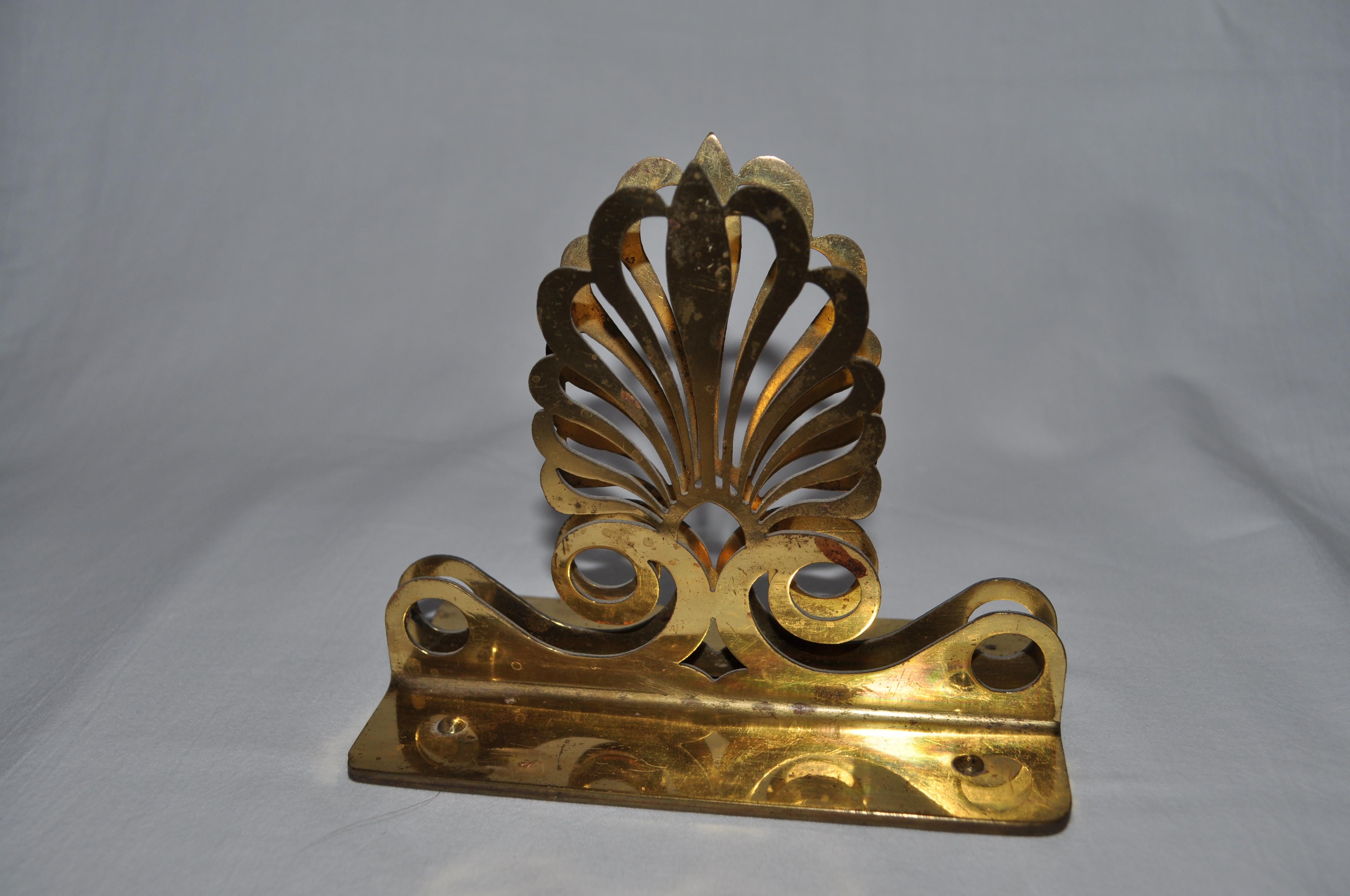 Romantic Antique Brass Letter/Napkin Holder, circa 1960s