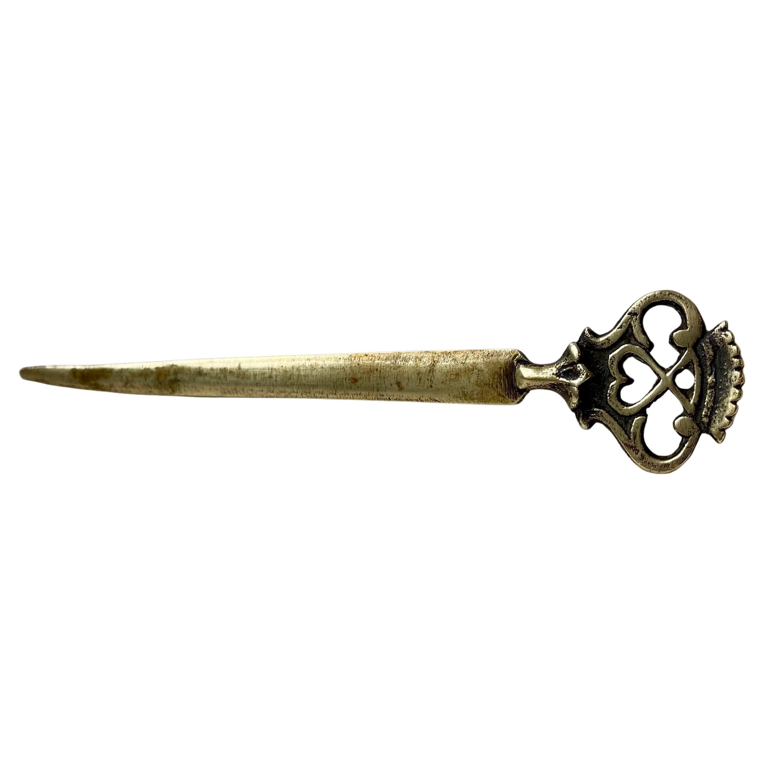 Antique Brass Letter Opener with Celtic Cifer - Symbolism For Sale