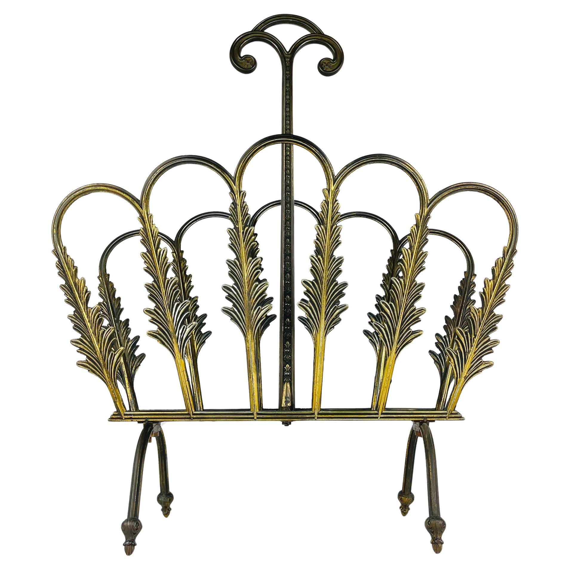 Antique brass magazine stand Italy 1950s  For Sale