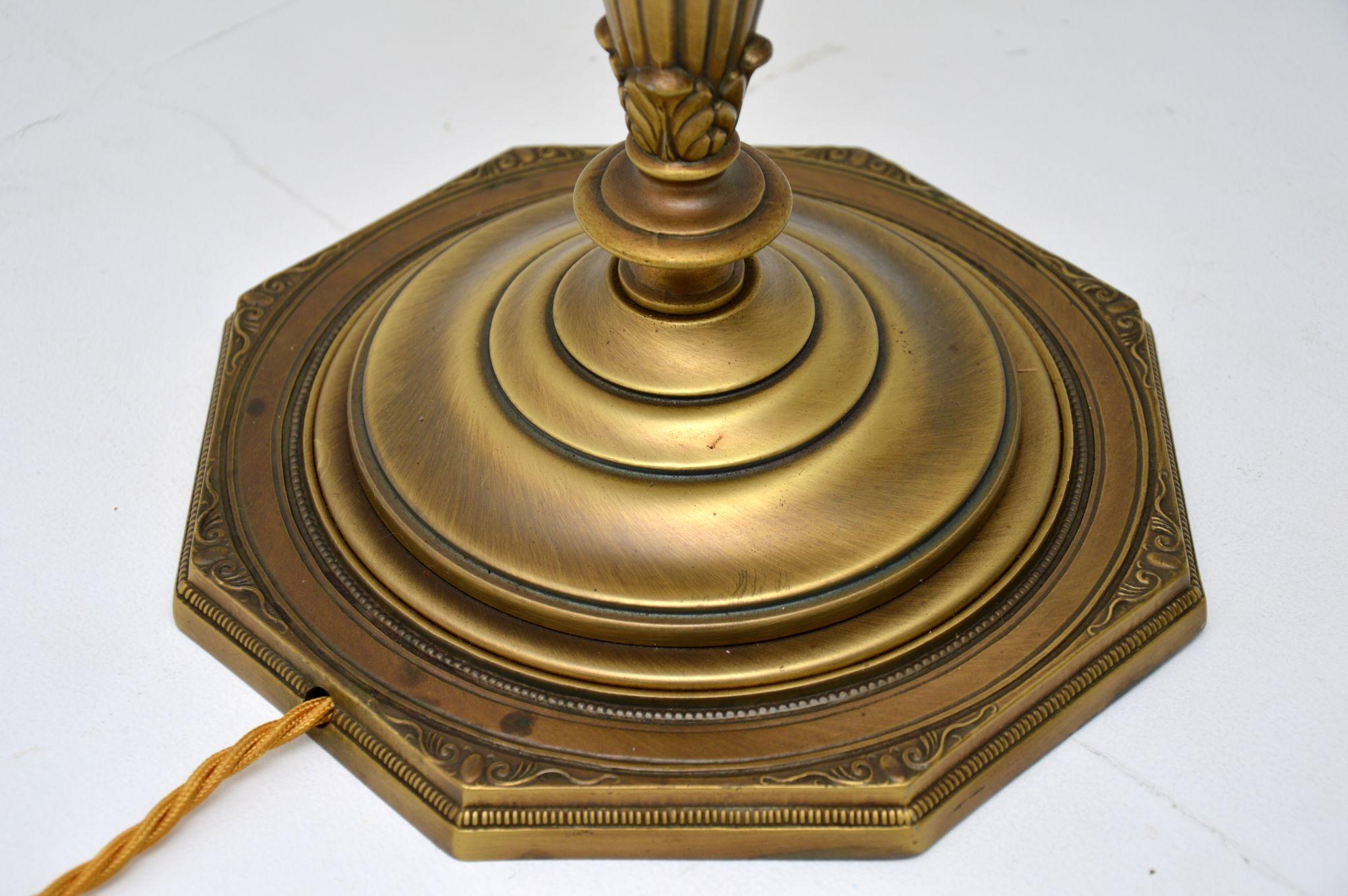 20th Century Antique Brass and Mahogany Floor Lamp
