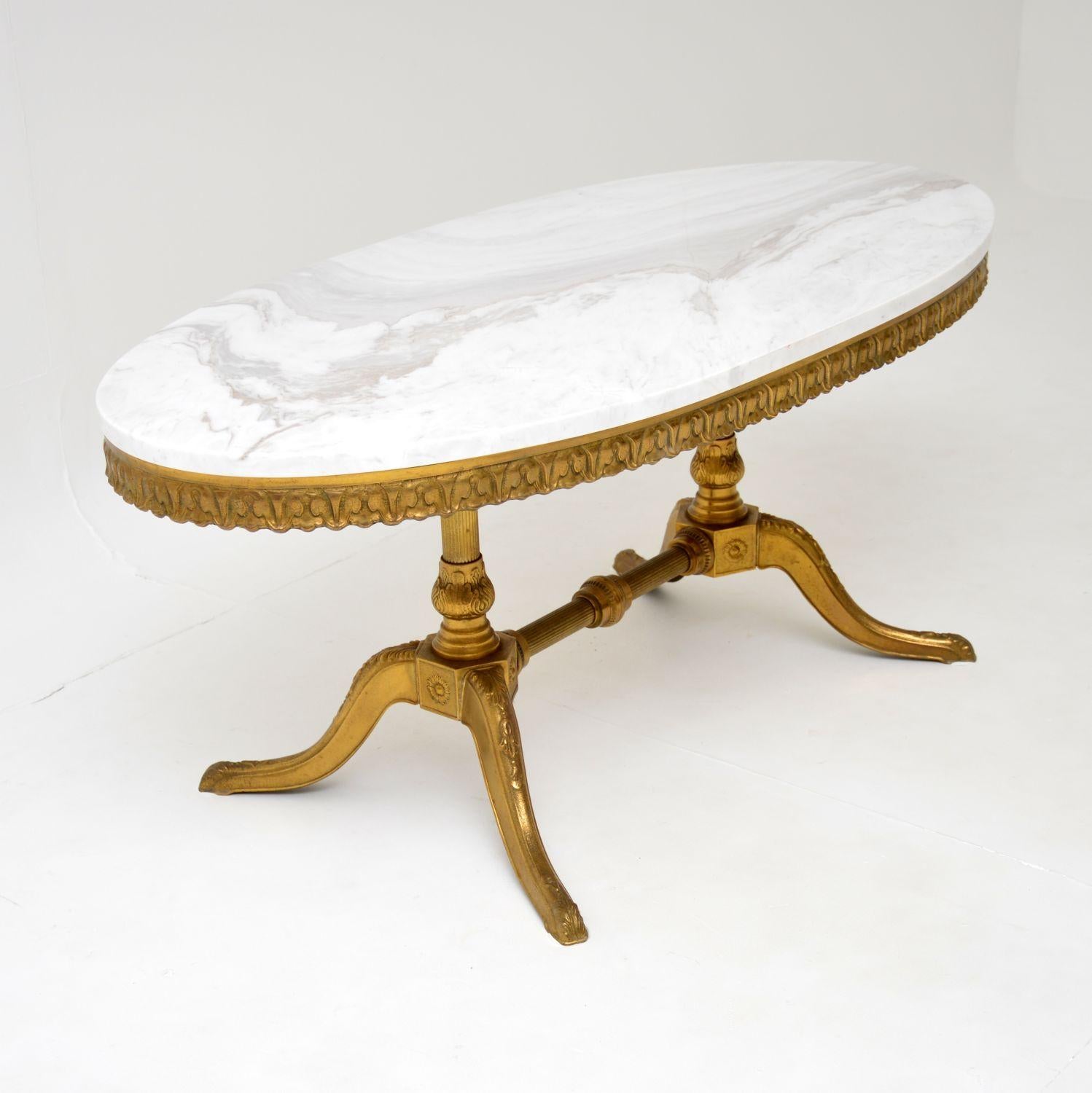 vintage brass and marble coffee table