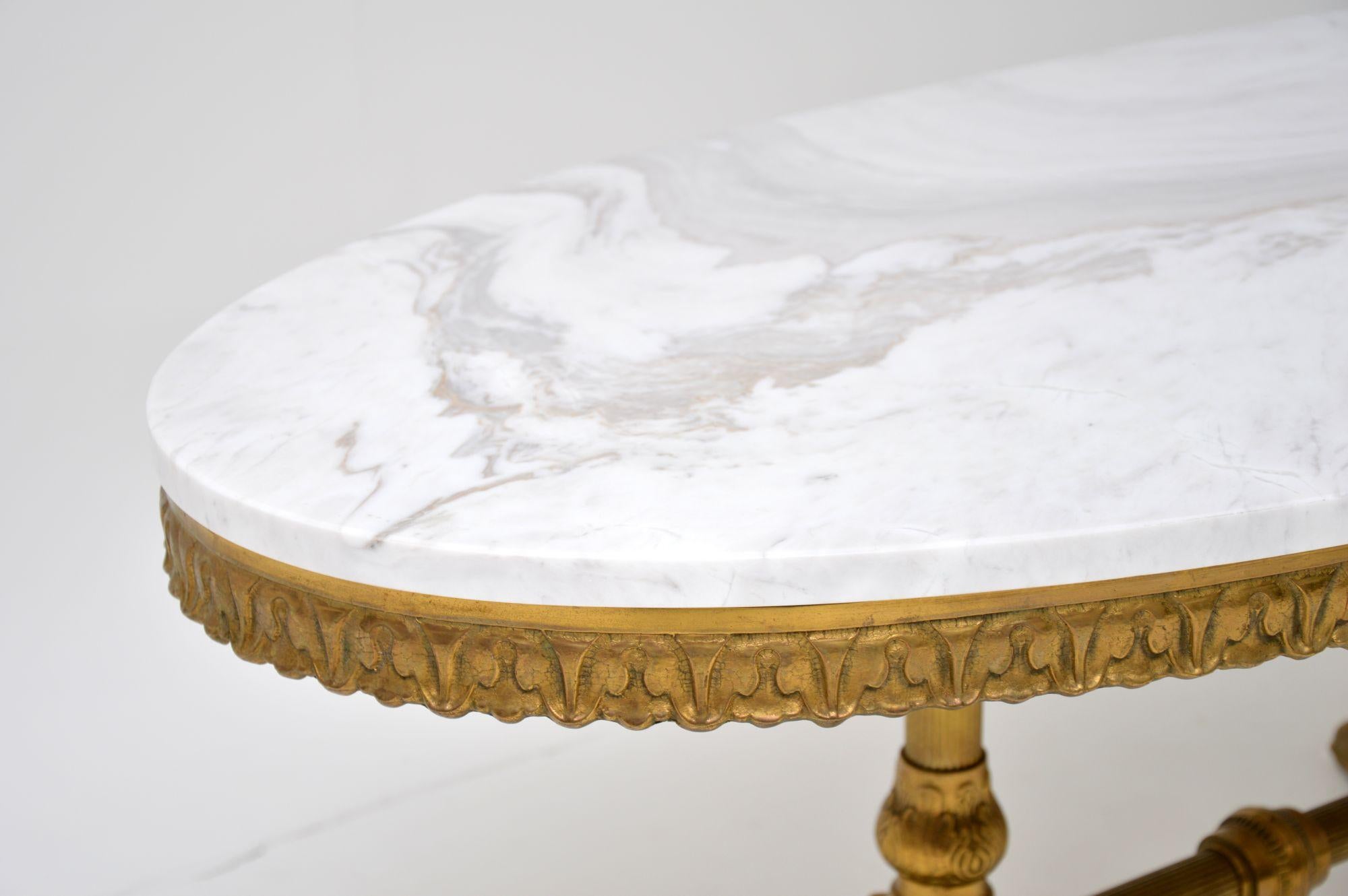 Antique Brass & Marble Coffee Table In Good Condition In London, GB