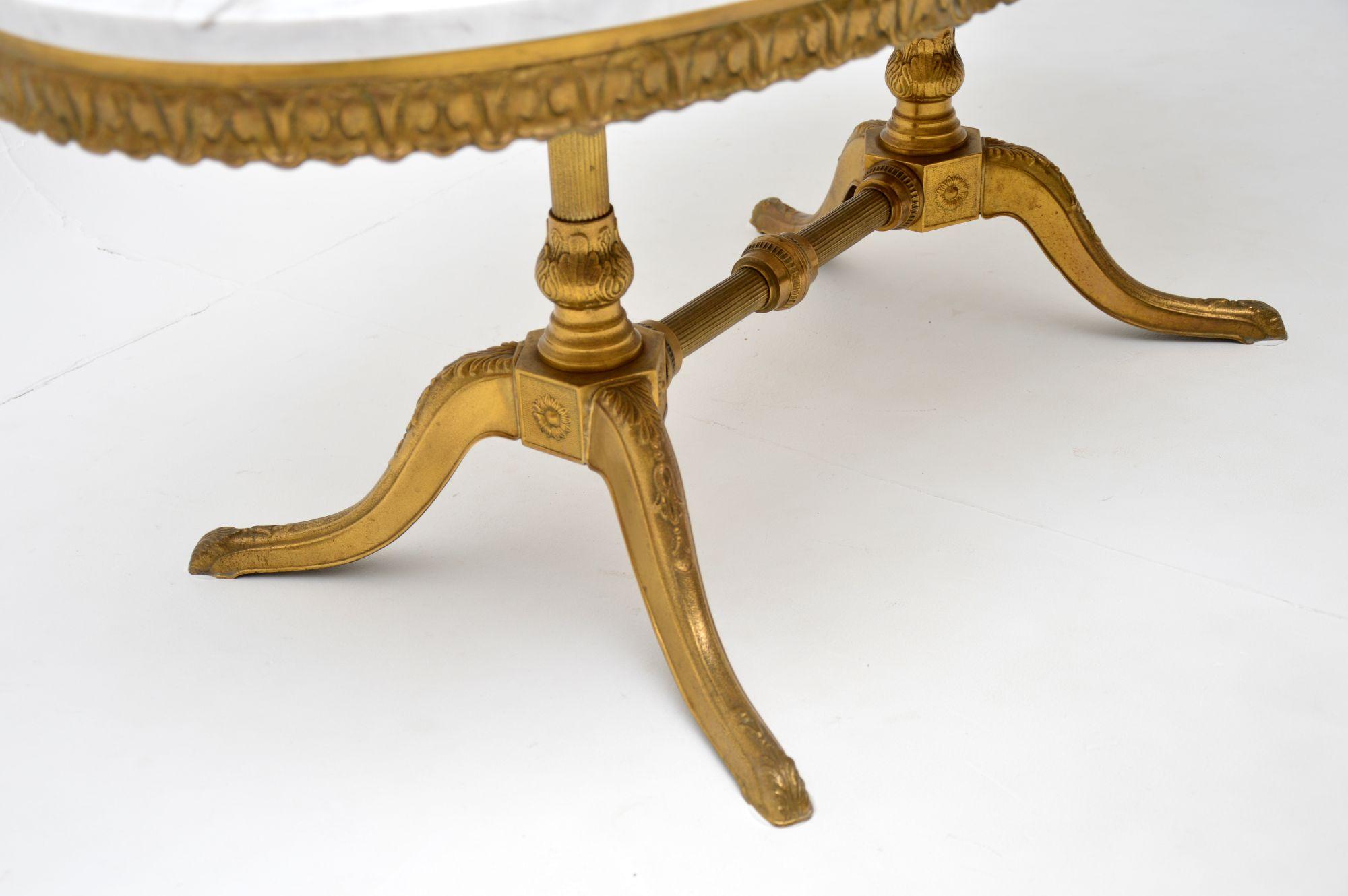 20th Century Antique Brass & Marble Coffee Table