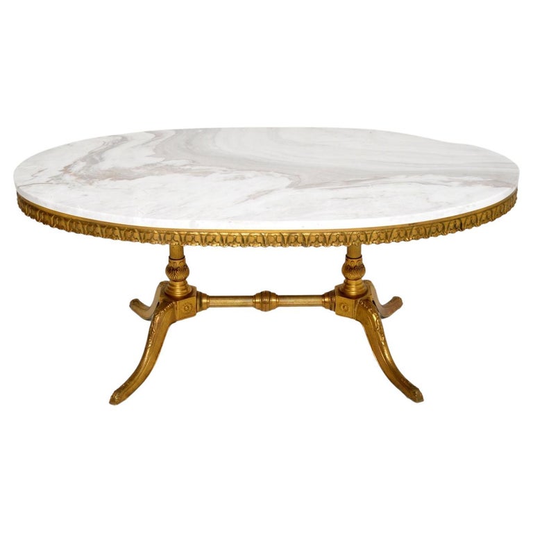 Antique Brass and Marble Coffee Table at 1stDibs