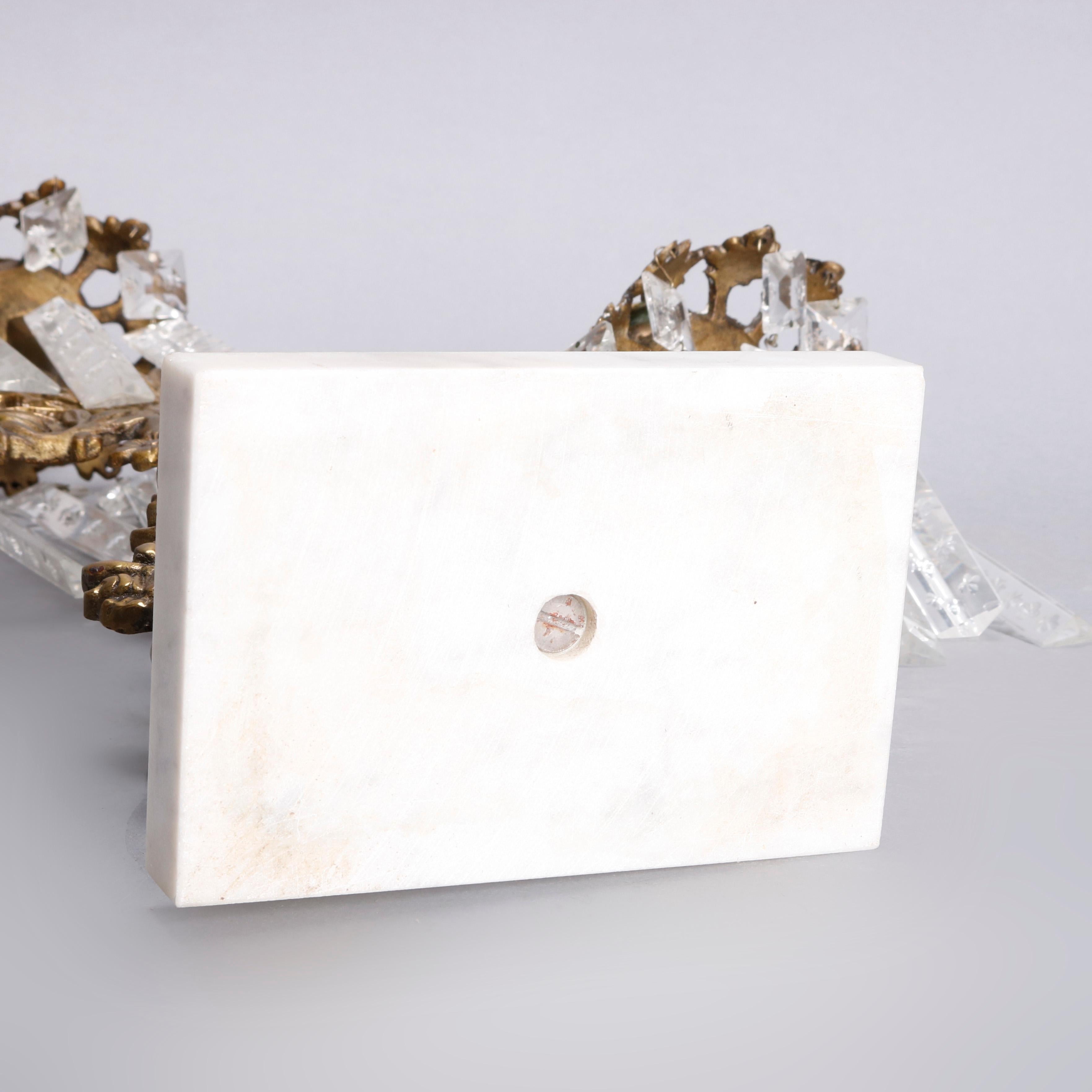 Brass, Marble & Crystal Panier de Fleurs Girandole Candelabra Set, circa 1880 5