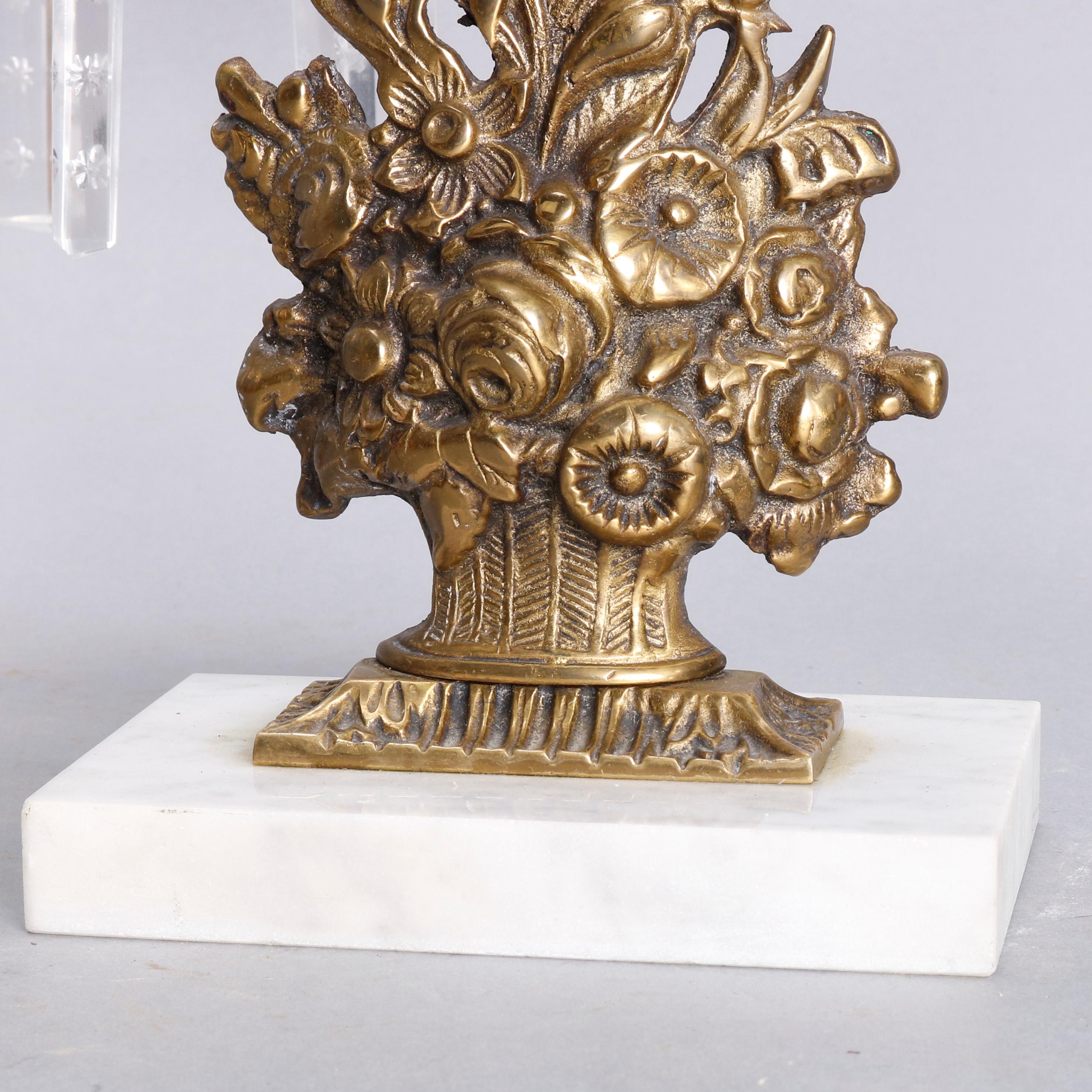 Brass, Marble & Crystal Panier de Fleurs Girandole Candelabra Set, circa 1880 2