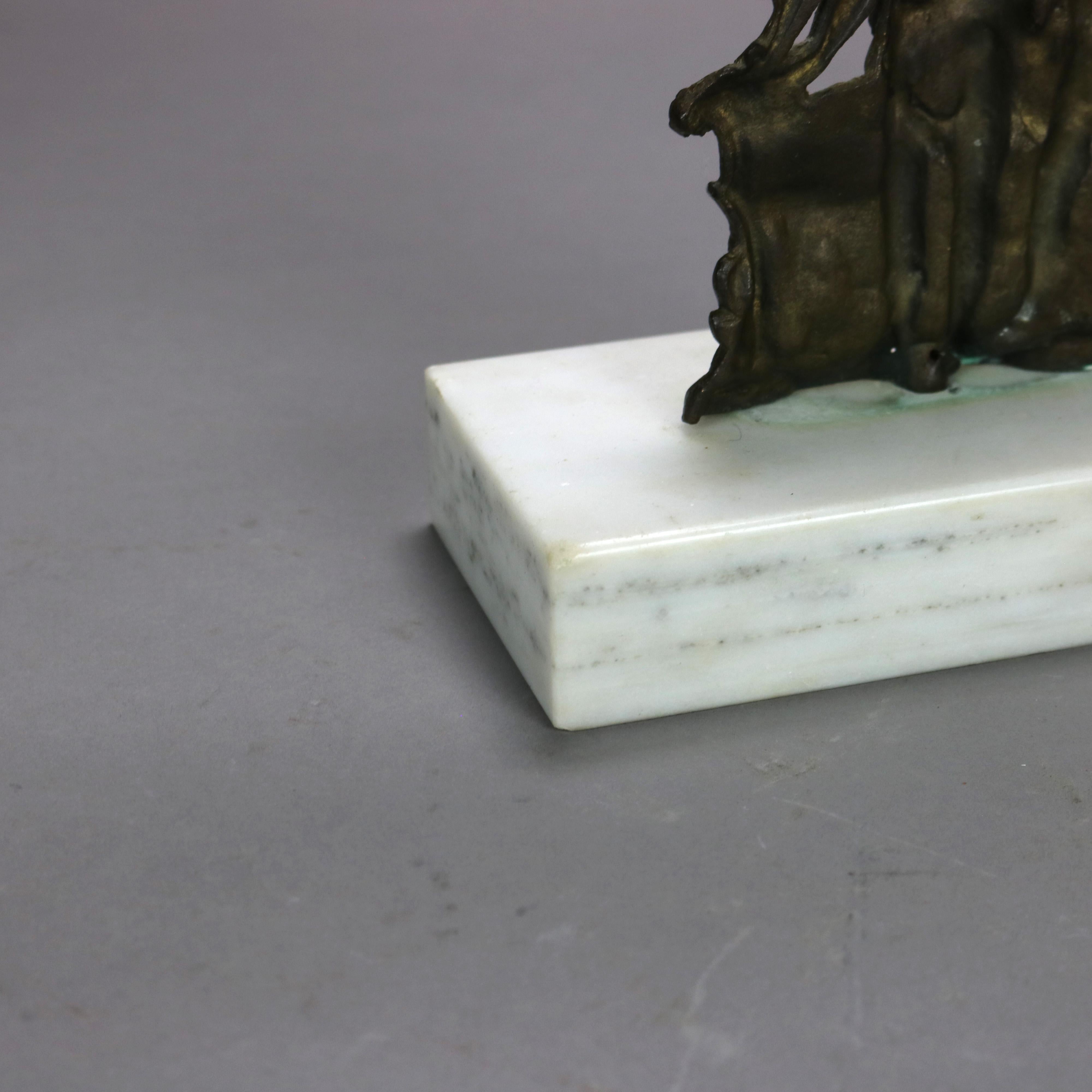 Candélabre Girandole antique en laiton et marbre avec figures C1890 en vente 1