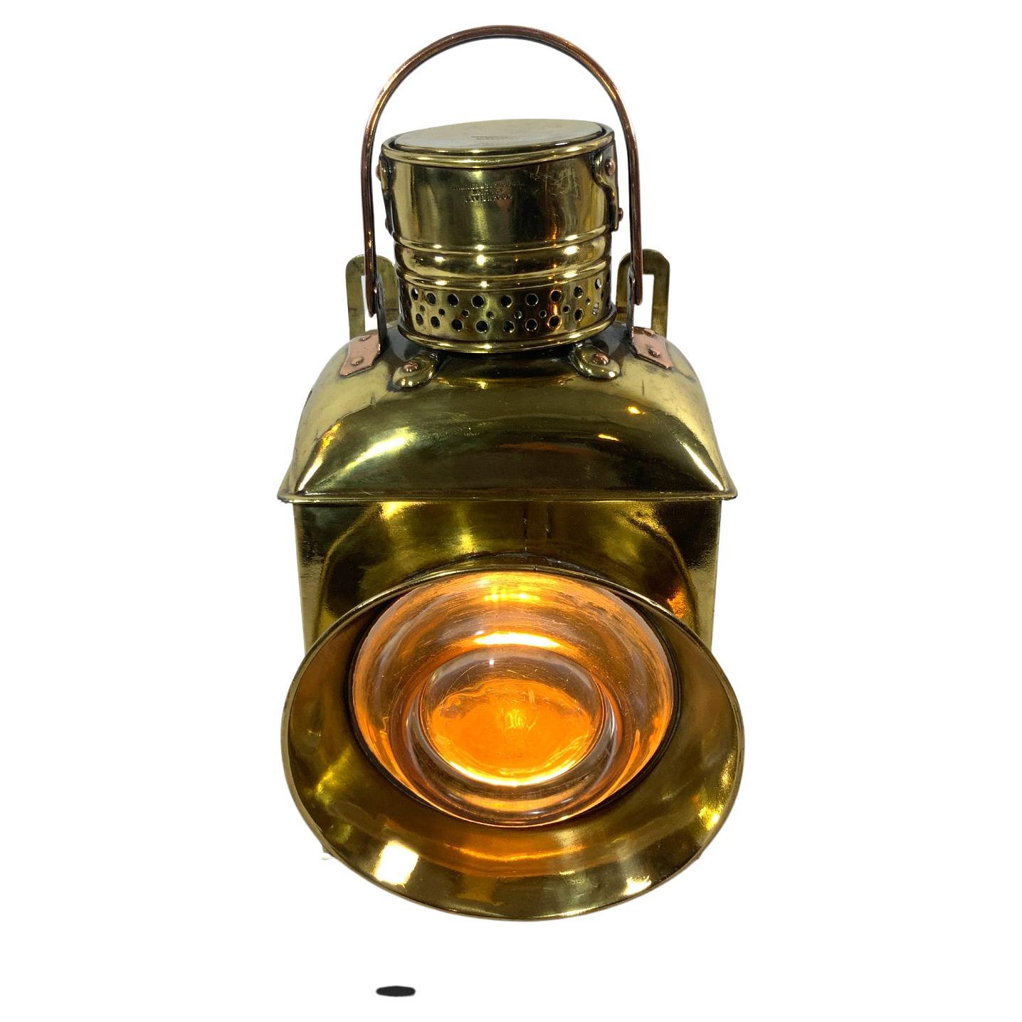 Faro marino o ferroviario de latón antiguo