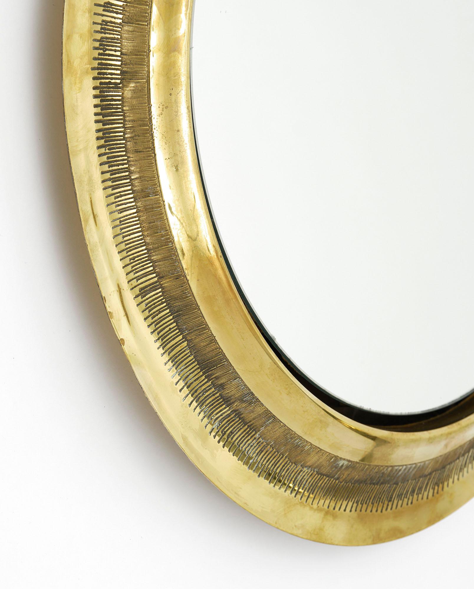 French Antique Brass Mirror