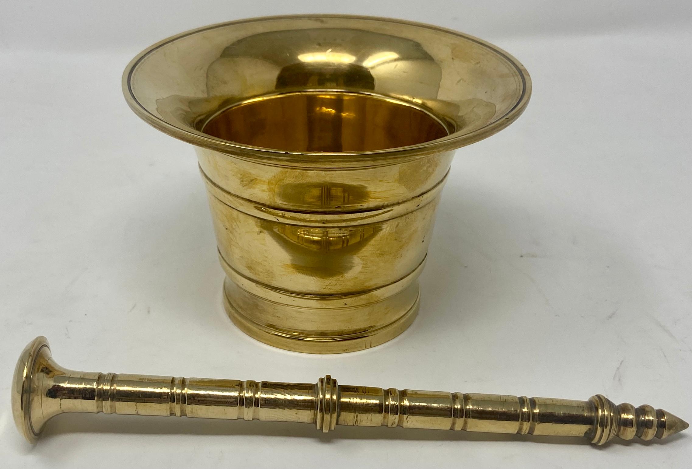 Antique Brass Mortar and Pestle, Circa 1900-1920 In Good Condition In New Orleans, LA