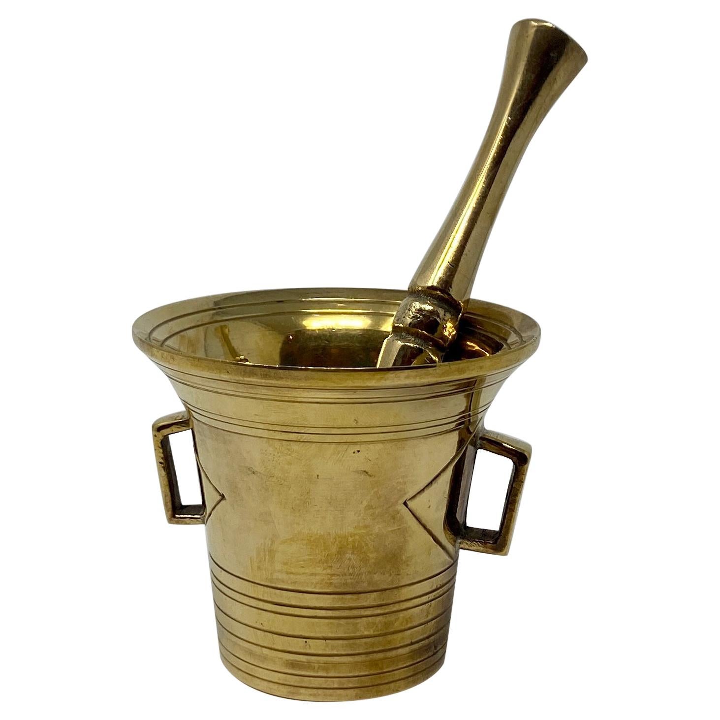 Antique Brass Mortar and Pestle, Circa 1920