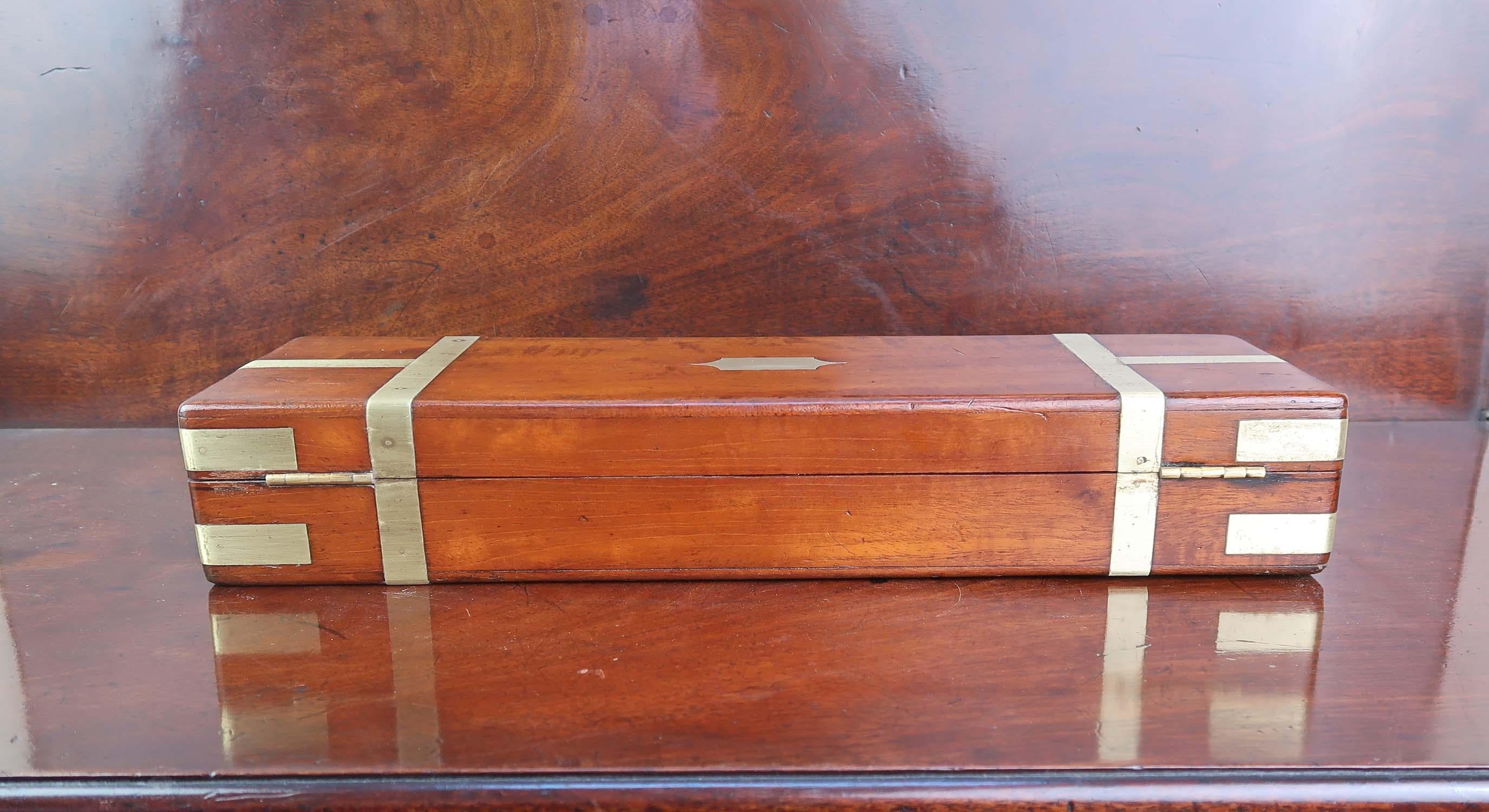 Mid-19th Century Antique Brass Mounted Campaign Box. English, C.1850 For Sale