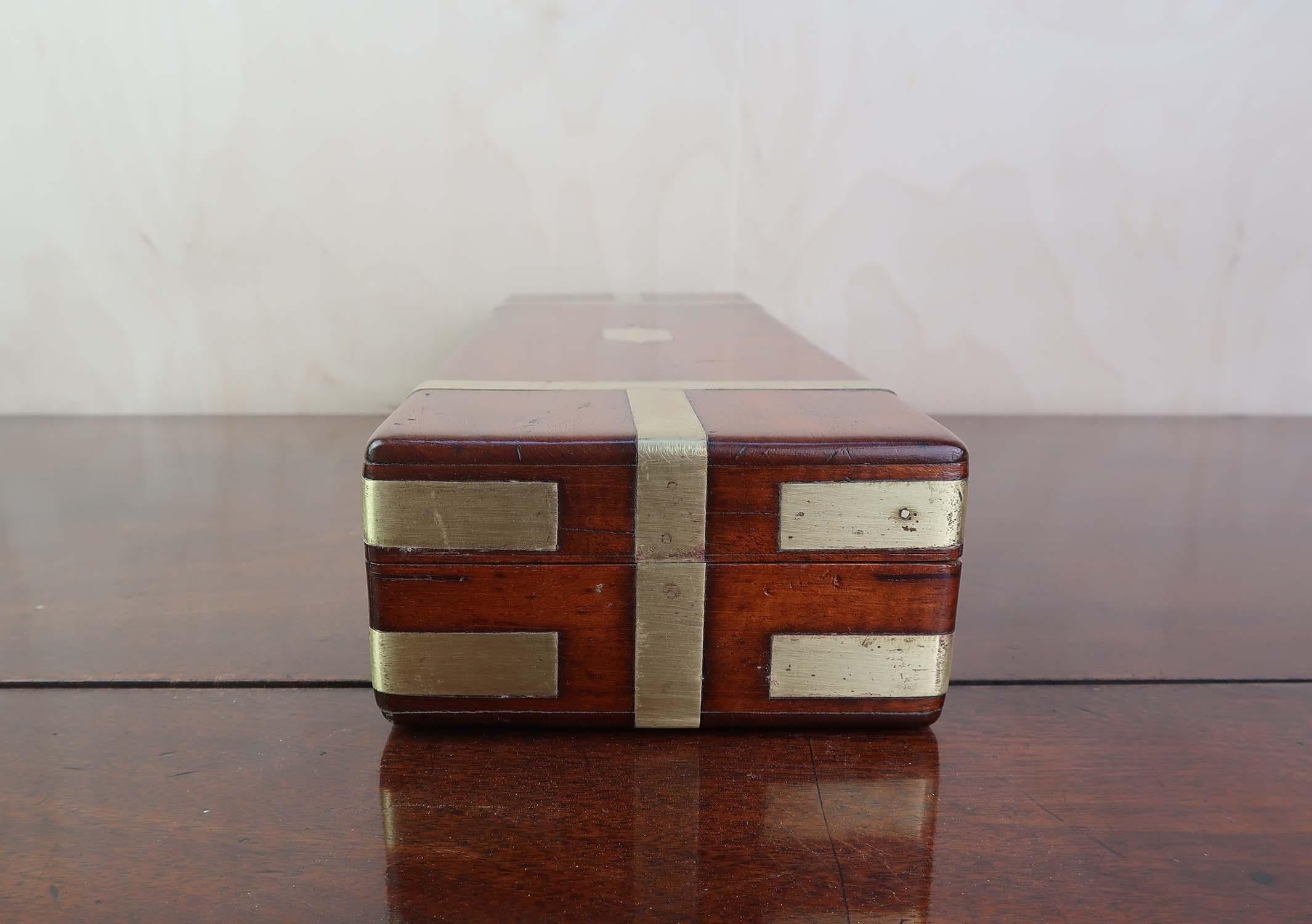 Antique Brass Mounted Campaign Box. English, C.1850 For Sale 3