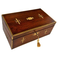 Antique Brass-Mounted Hardwood Writing Slope with Secret Compartments