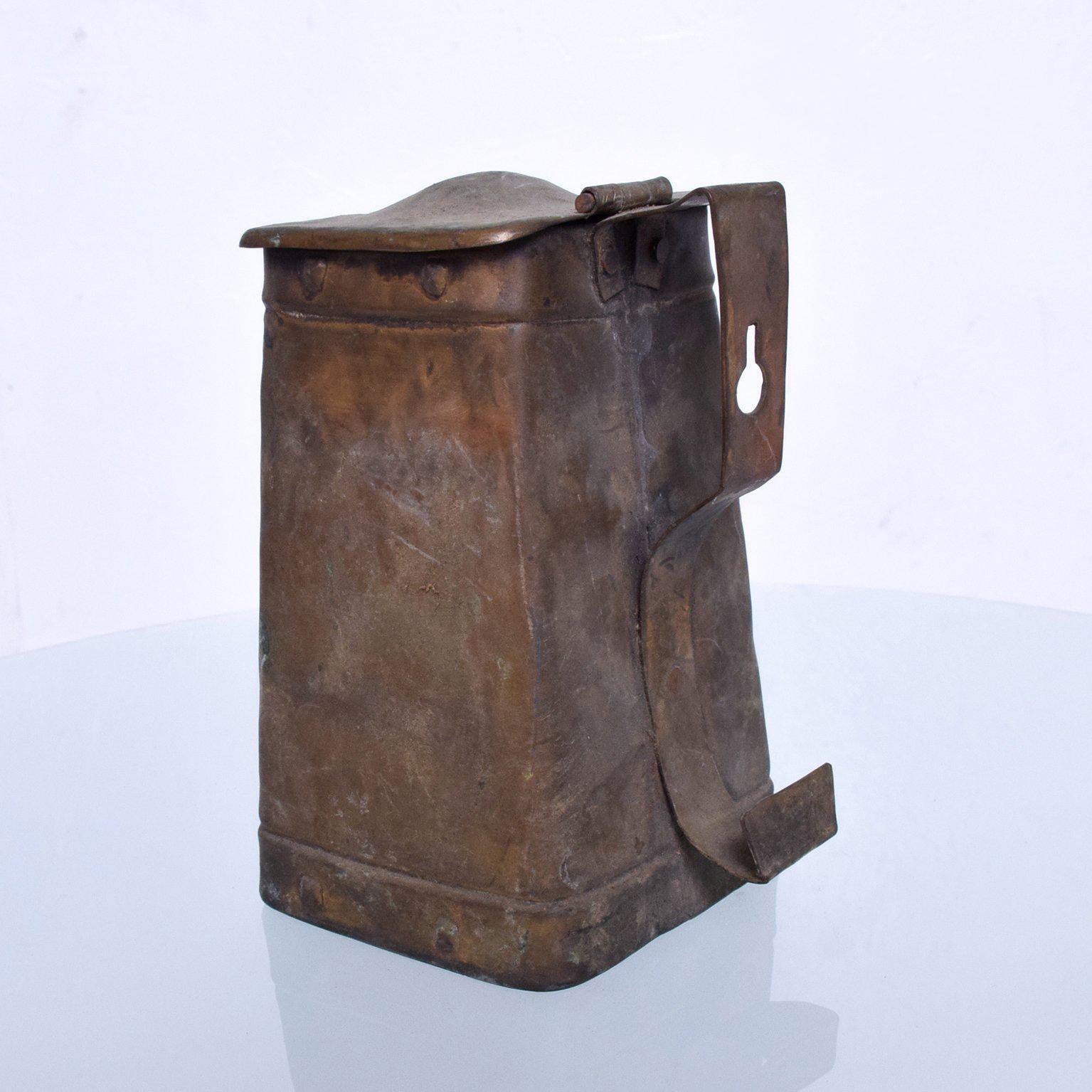 American Antique Brass Mug Container, Pilgrim